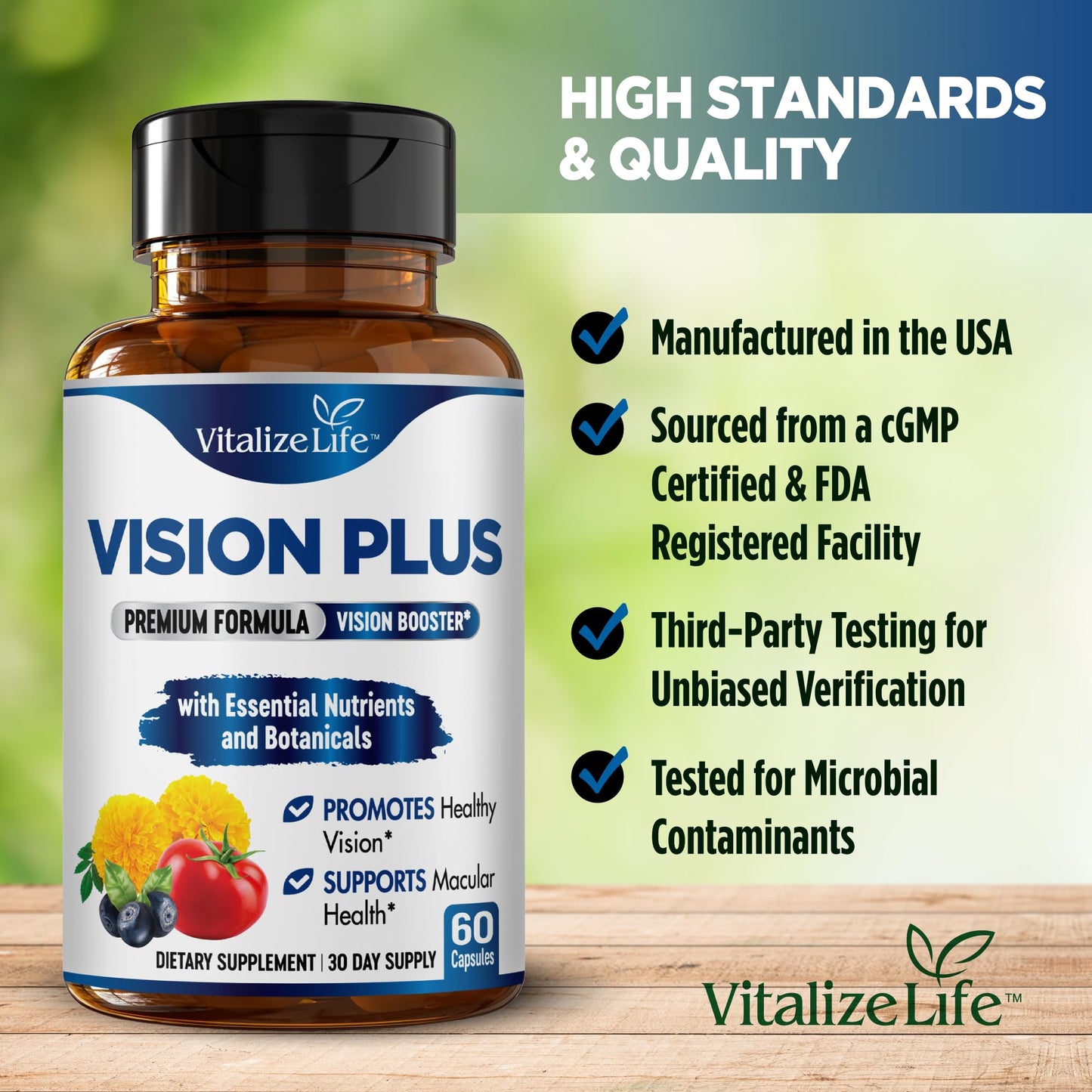 Vitalize Life Vision Plus Complete Eye Supplements, 60 Capsules