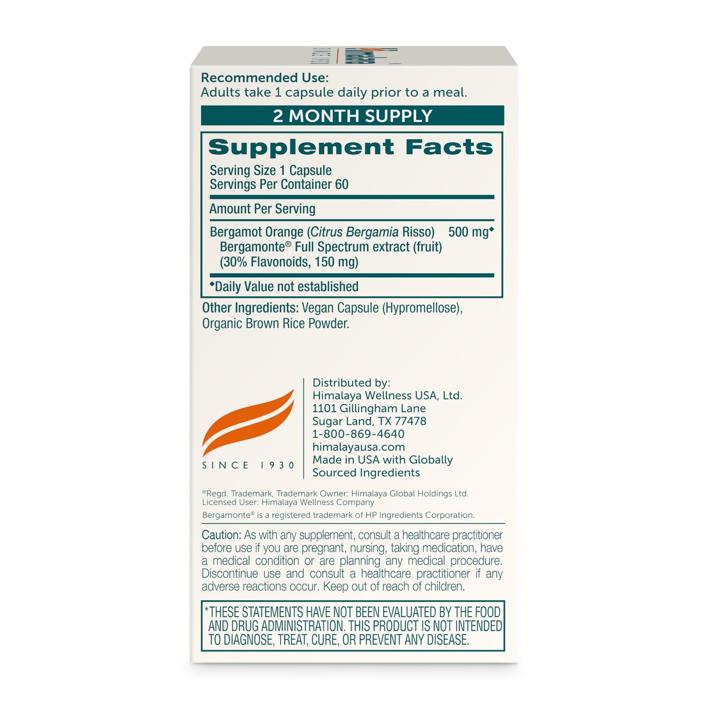 Himalaya Citrus Bergamot 500 mg Bergamonte Extract Capsules, 60 Count