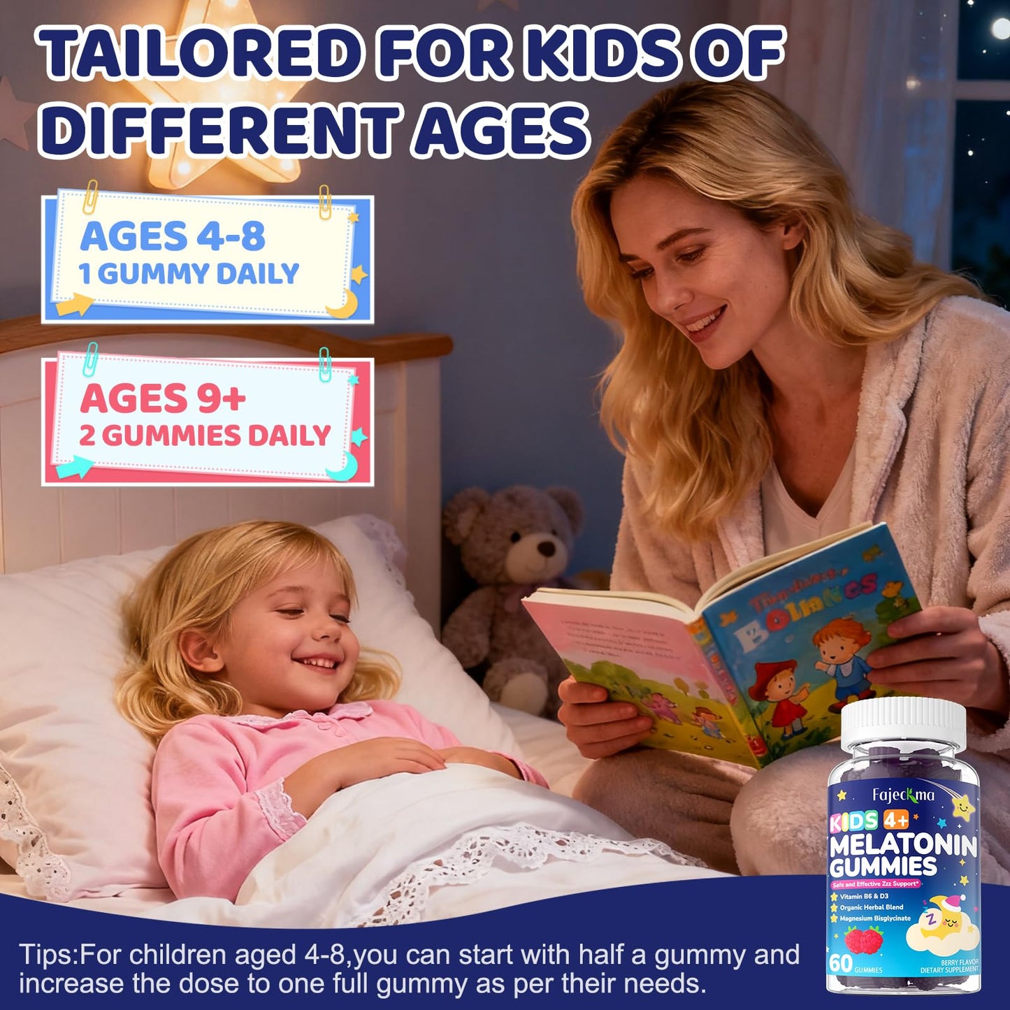 Fajeckma Melatonin Gummies for Kids Gummy 60 Count