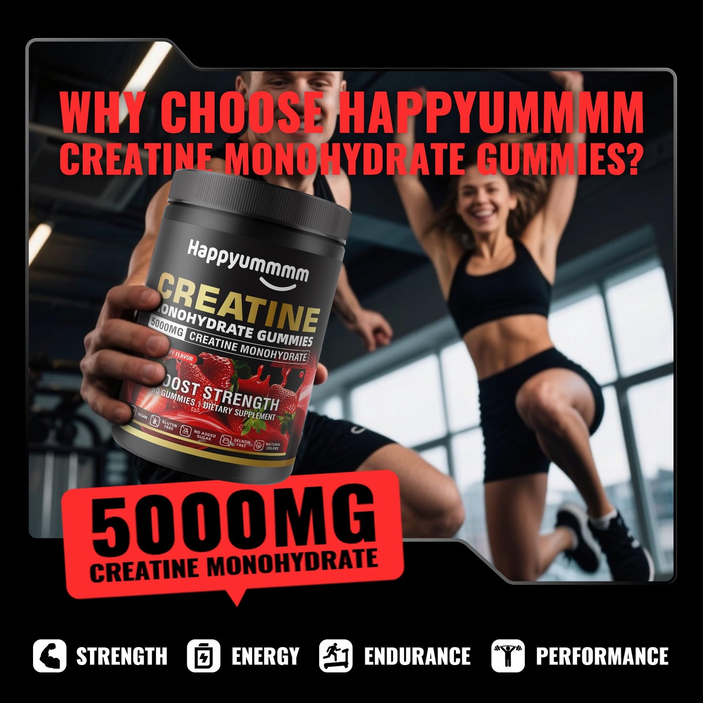 Happyummmm nutrition Creatine Monohydrate 90 Gummies