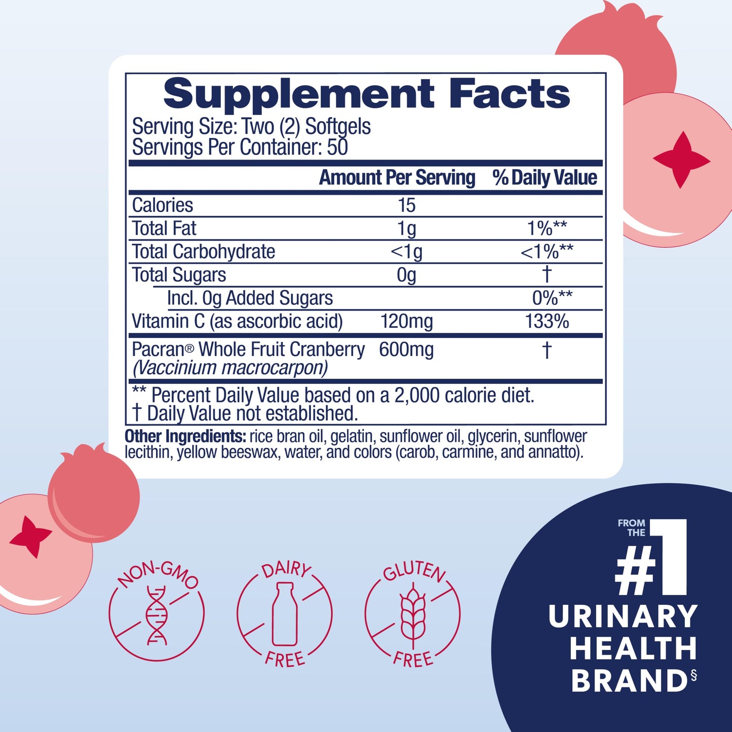 AZO Cranberry Pro Urinary Tract Health Supplement 600mg PACRAN Softgels 200