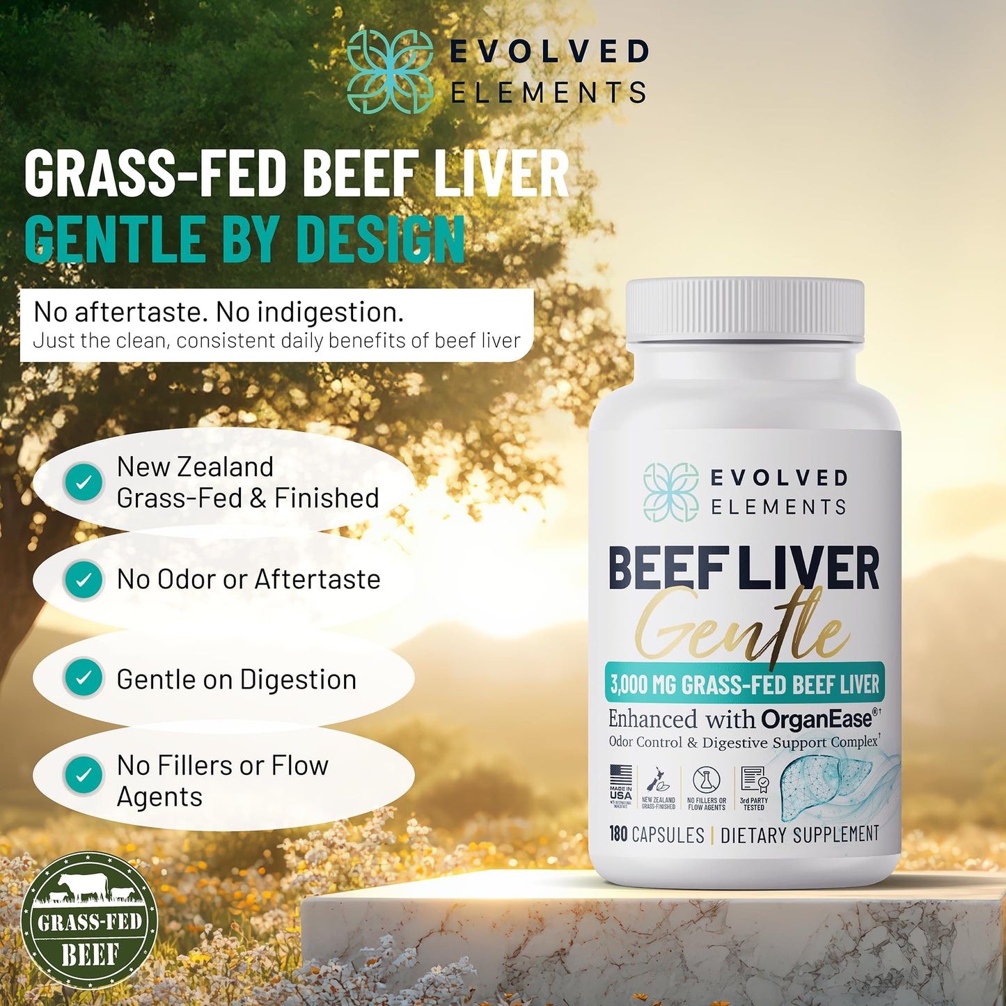 Evolved Elements Beef Liver Capsules 180 Count