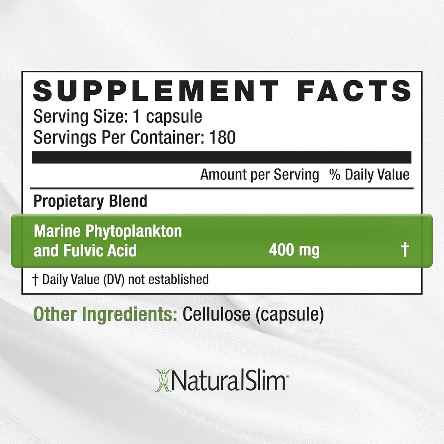 NaturalSlim Somarenew Metabolism Booster, Gut Cleanse, Energy Support & Full Body Cleanse Supplement with Marine Phytoplankton (Omega 3) & Black Fulvic Acid Superfood Capsules 180 Count