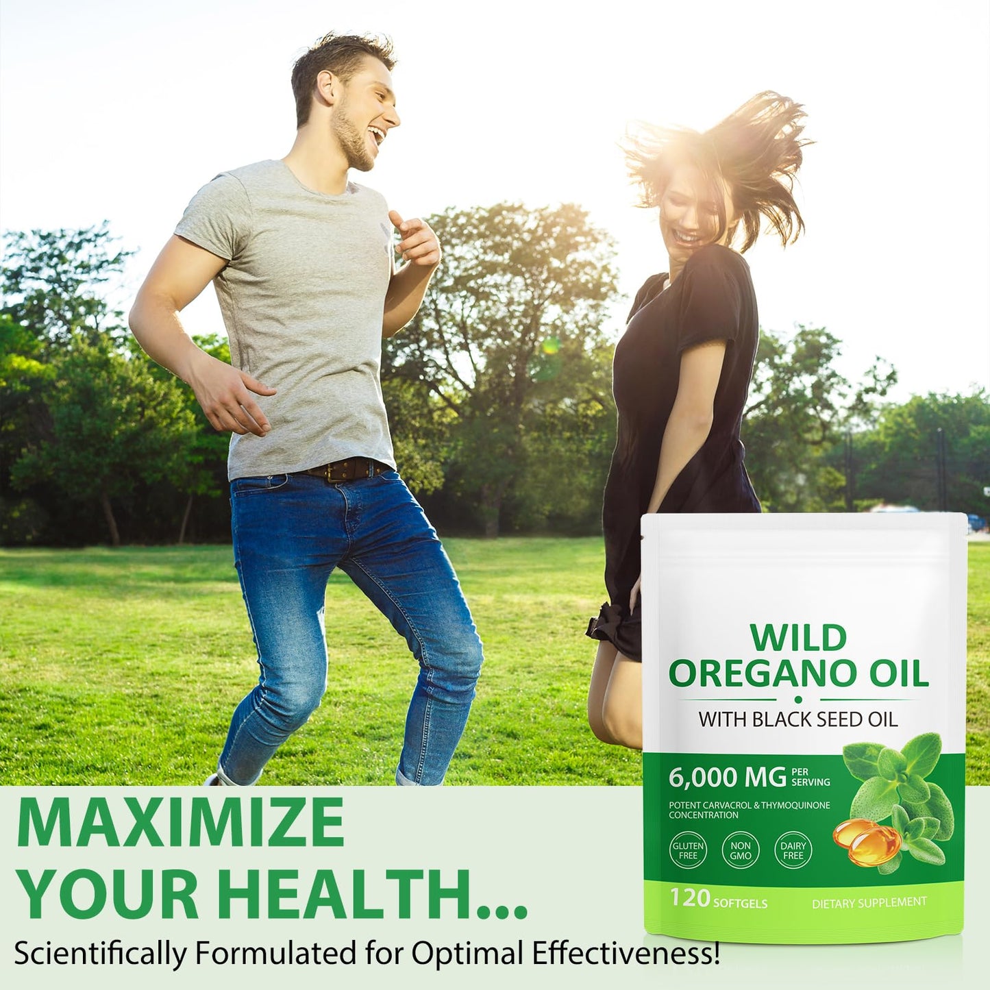 Ruduwu Oil of Oregano with Black Seed Oil 6000mg Oregano Oil Capsules, 120 Capsules