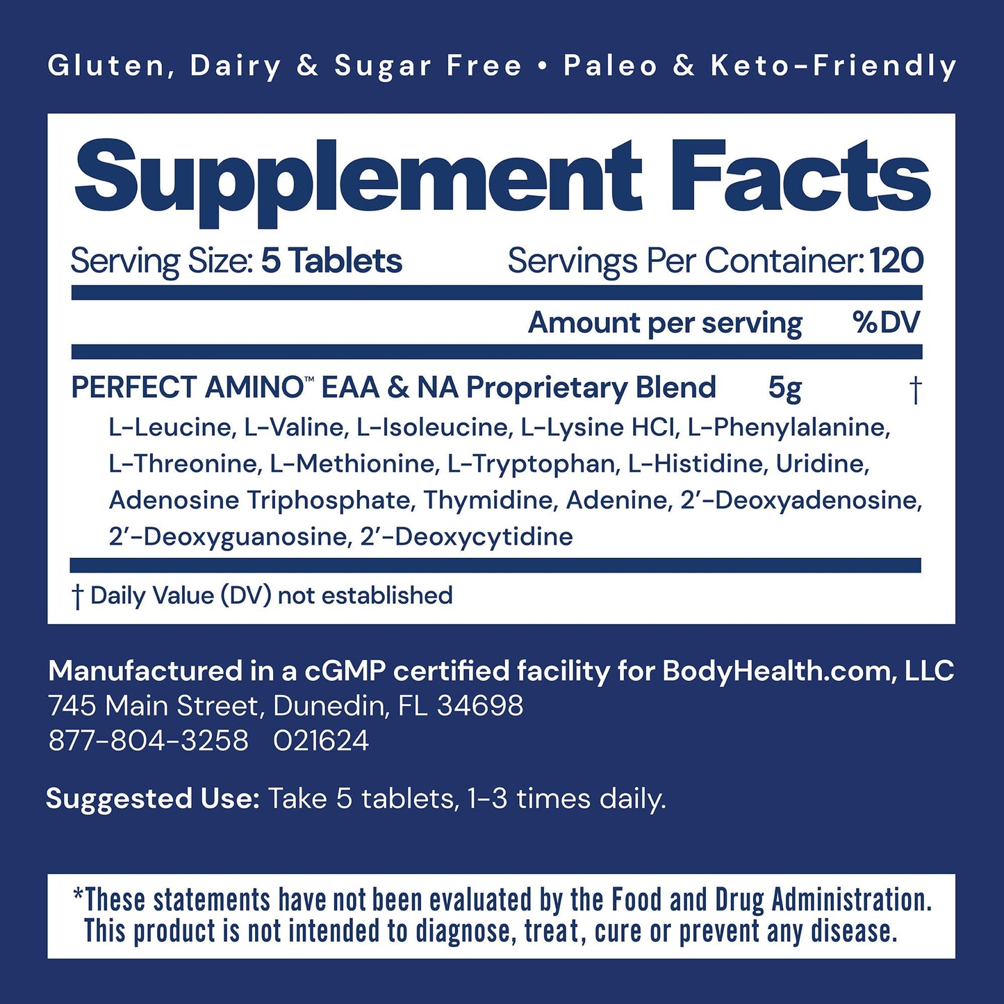 BodyHealth PerfectAmino Tablets, 600