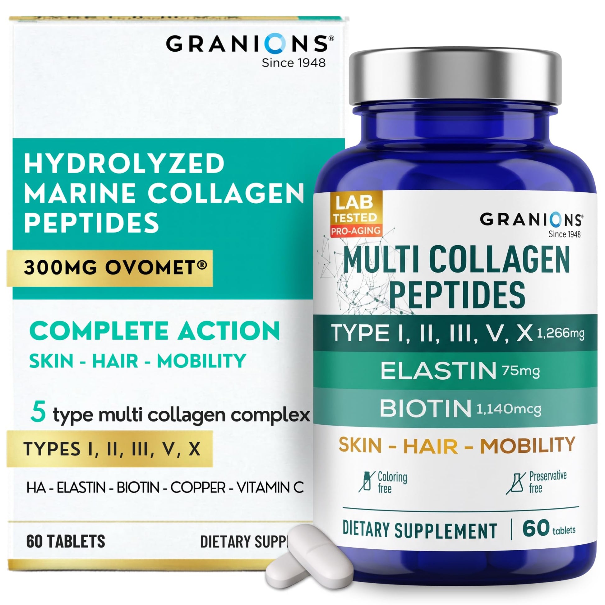 Granions Hydrolyzed Multi Collagen Peptides Tablet, 60 Tablets