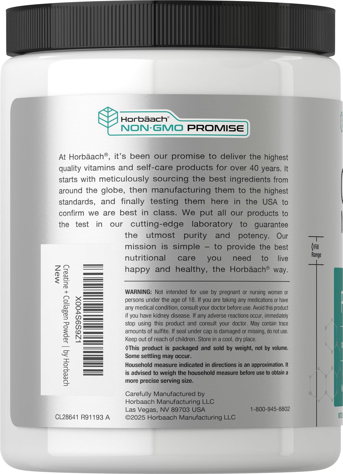 Horbäach Creatine Monohydrate Powder with Collagen and L-Taurine 10.05 oz