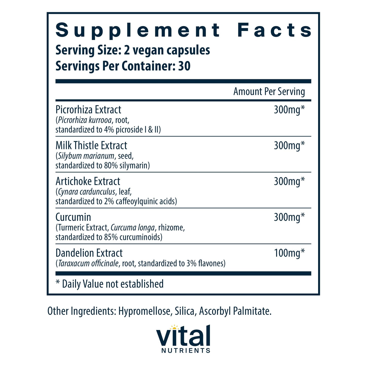 Vital Nutrients Liver Support II with Picrorhiza, Milk Thistle and Curcumin Capsules, 60 Count