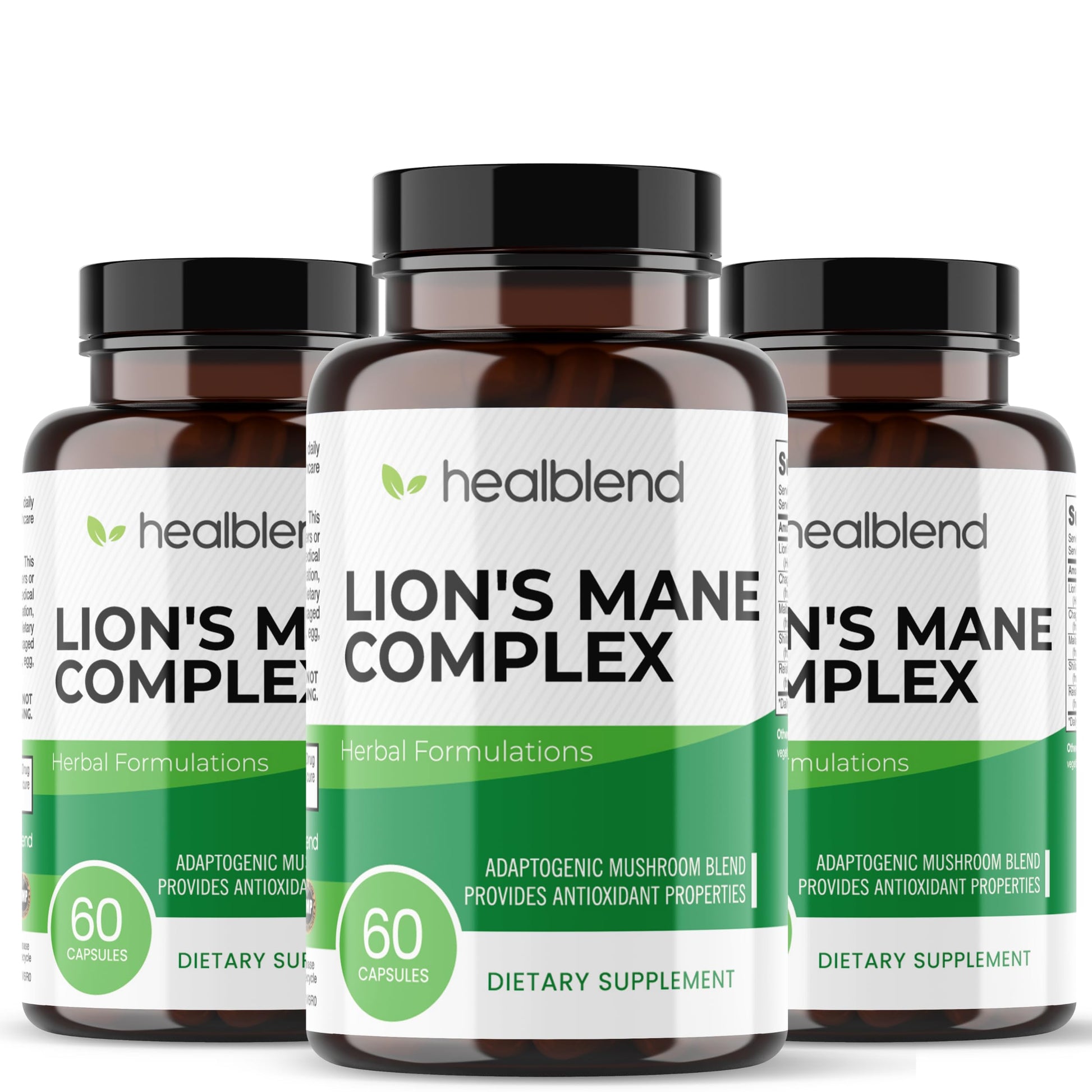 healblend Mushroom Complex Extract with Lion's Mane Fruiting Body Capsules, 60 Count