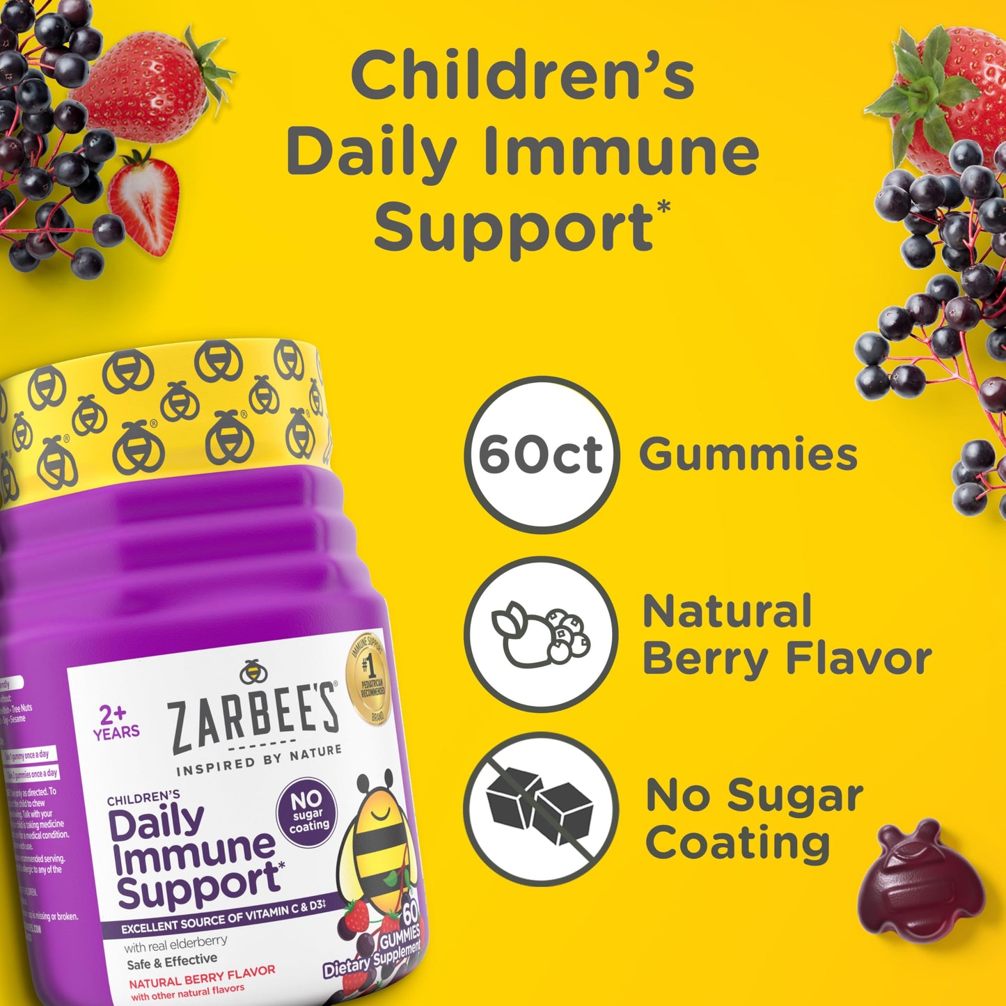 Zarbee's Kids Elderberry Immune Support Gummies 60 Count