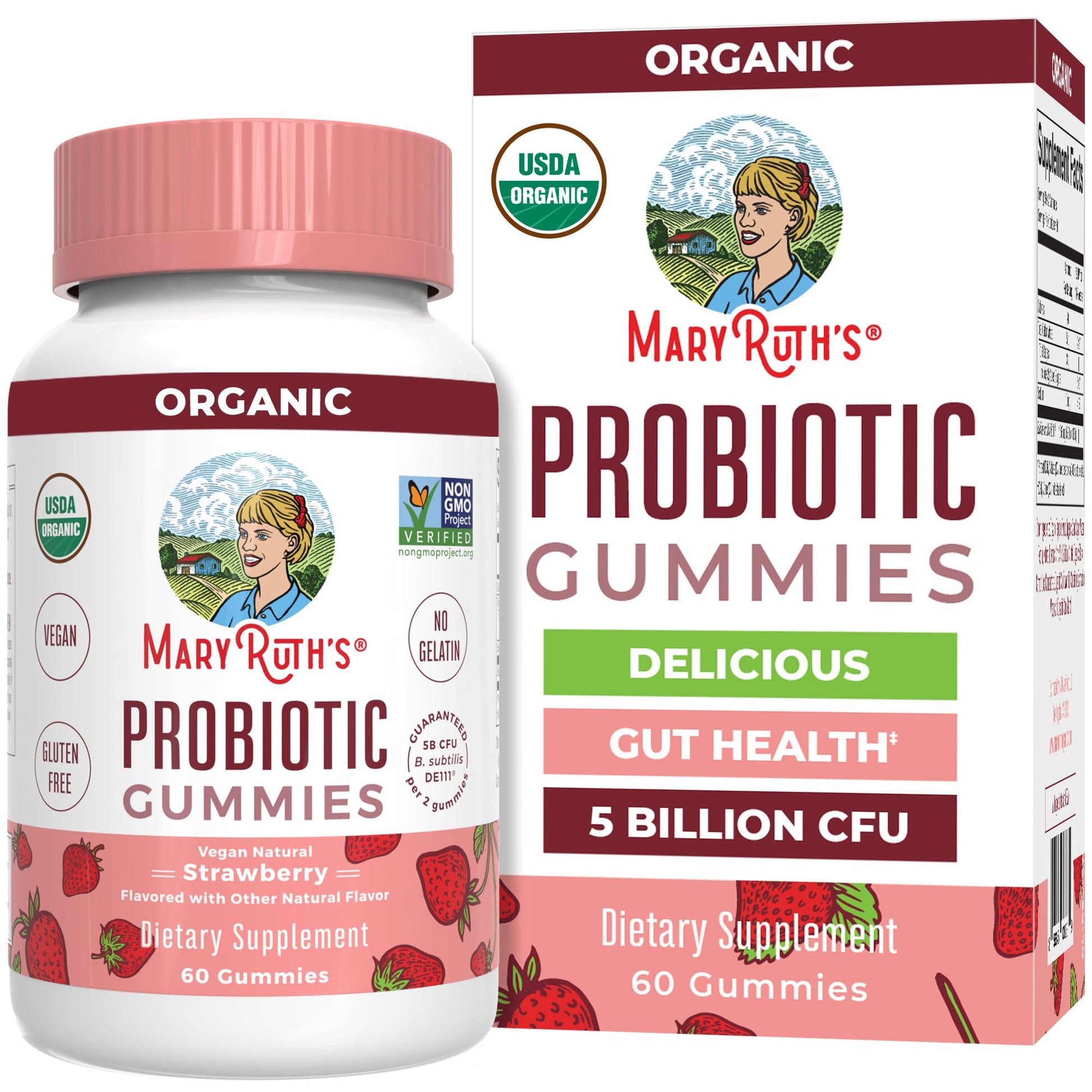 MARYRUTH'S USDA Organic Probiotic Gummies 60 Count