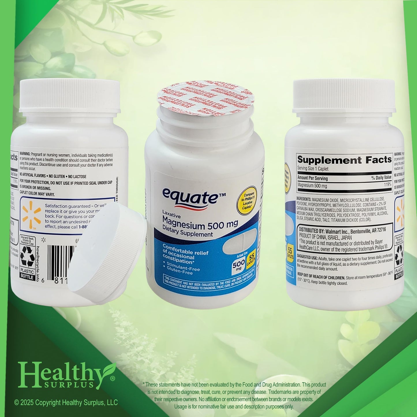 Healthy Surplus Magnesium 500 mg Caplets 55