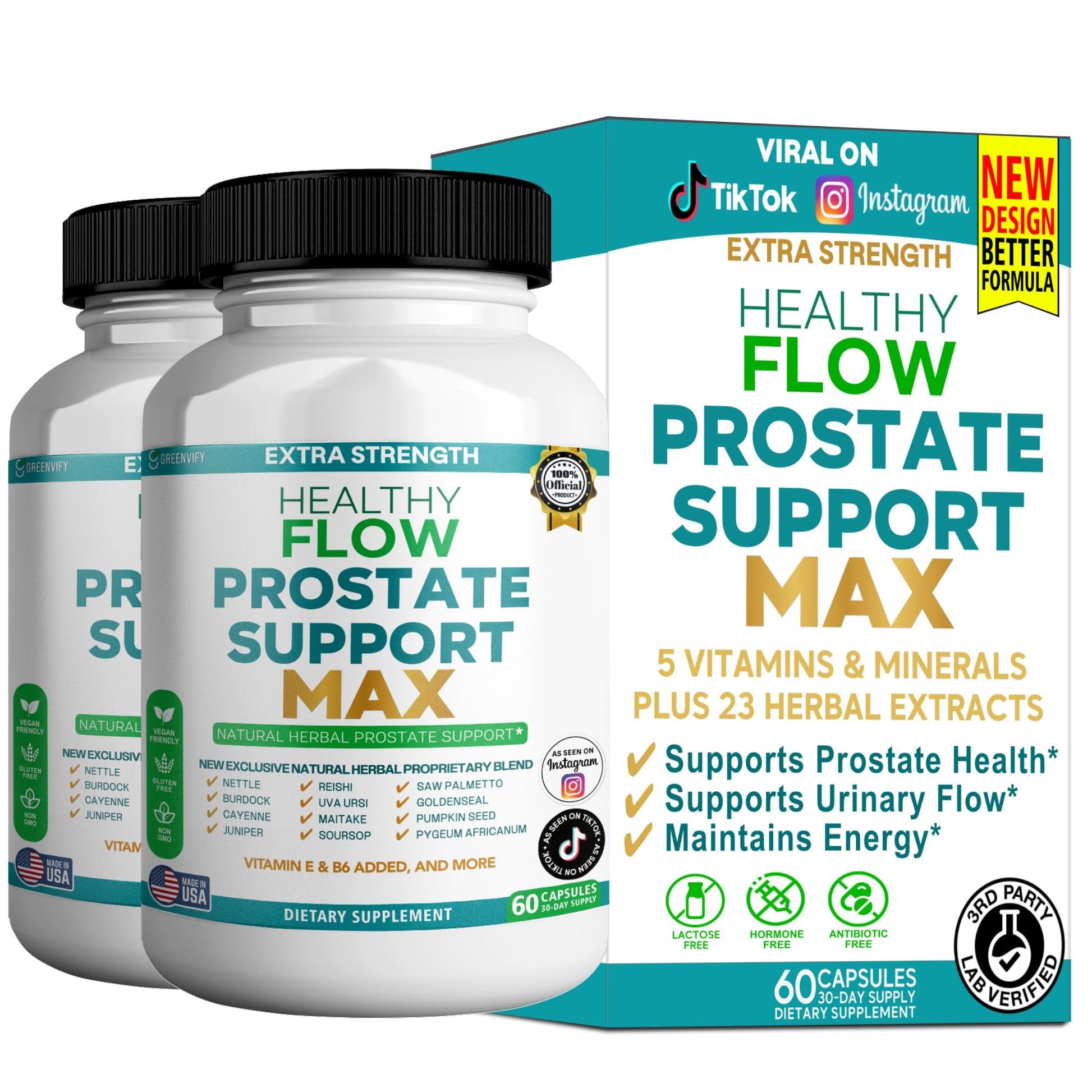 GREENVIFY Extra Strength Healthy Flow Prostate Support Max Capsules, 60