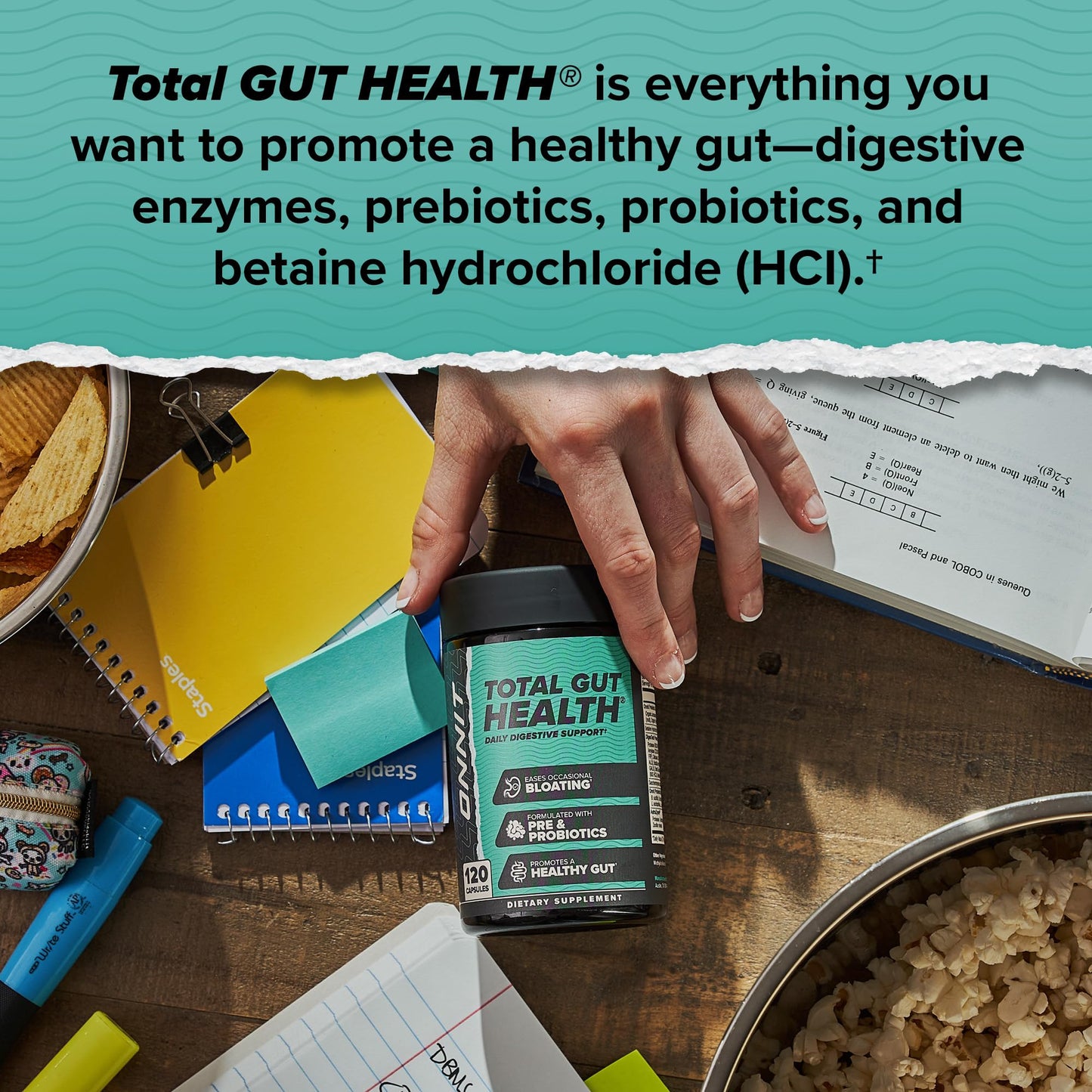 ONNIT Total Gut Health Digestive Support, Probiotics & Enzymes 60 Capsules