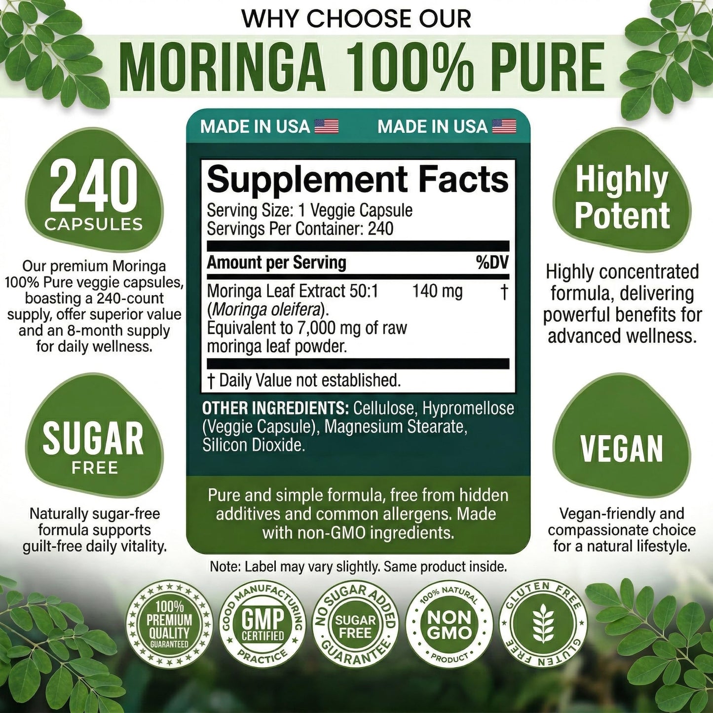 DOBI Moringa Capsules 240 Count