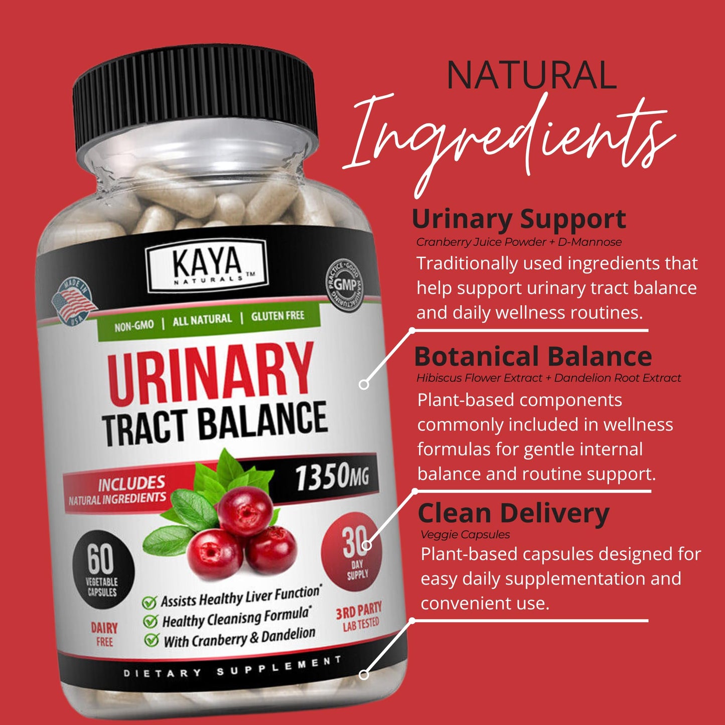 Kaya Naturals D-Mannose Capsules, 60 Count
