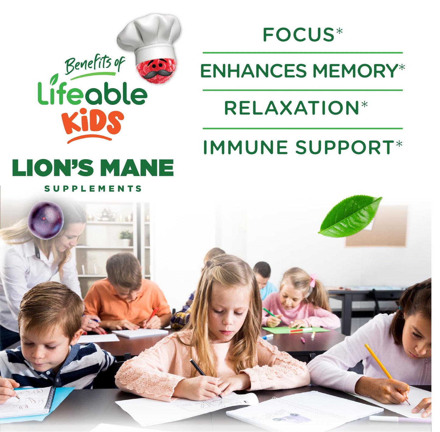 Lifeable Lions Mane Gummies for Kids 60 Count