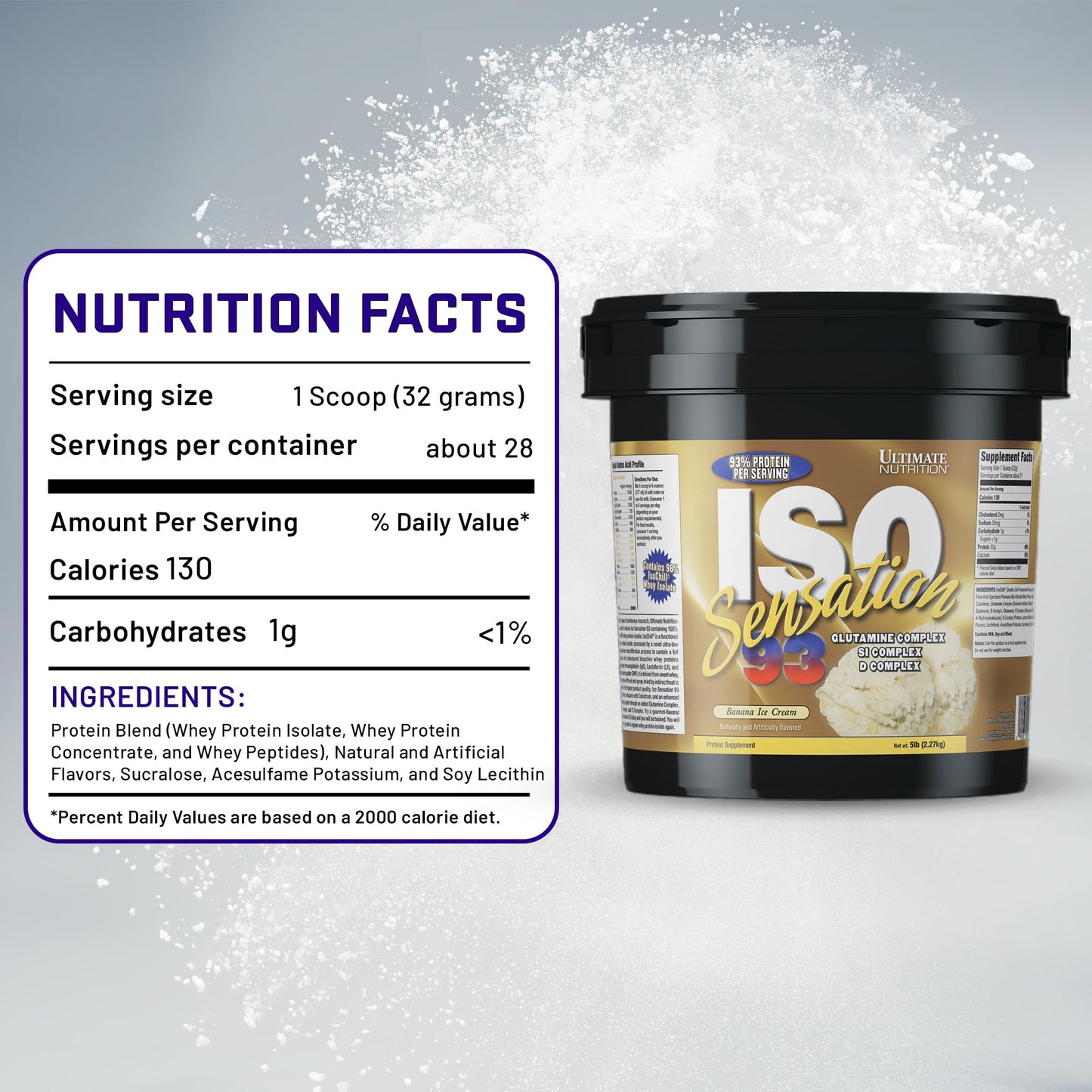 Ultimate Nutrition ISO Sensation 93 Whey Isolate Banana Ice Cream Powder 80