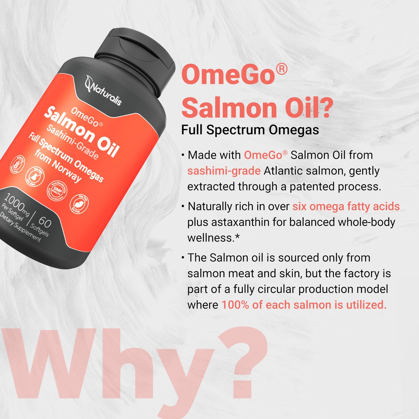 Naturalis Atlantic Salmon Oil 1000mg Softgels 60 Count