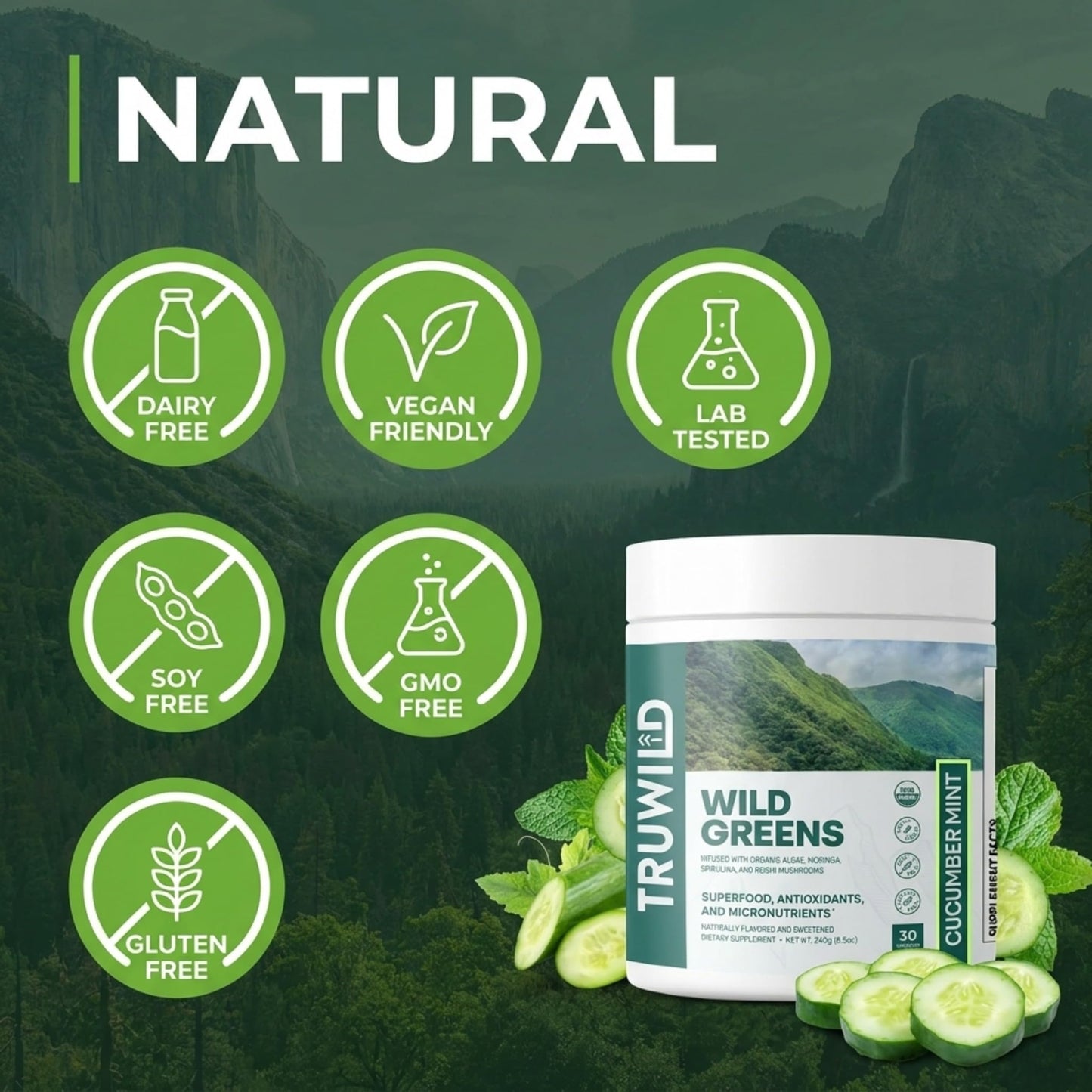 TruWild Greens Superfood Cucumber Powder 5.65 Ounce