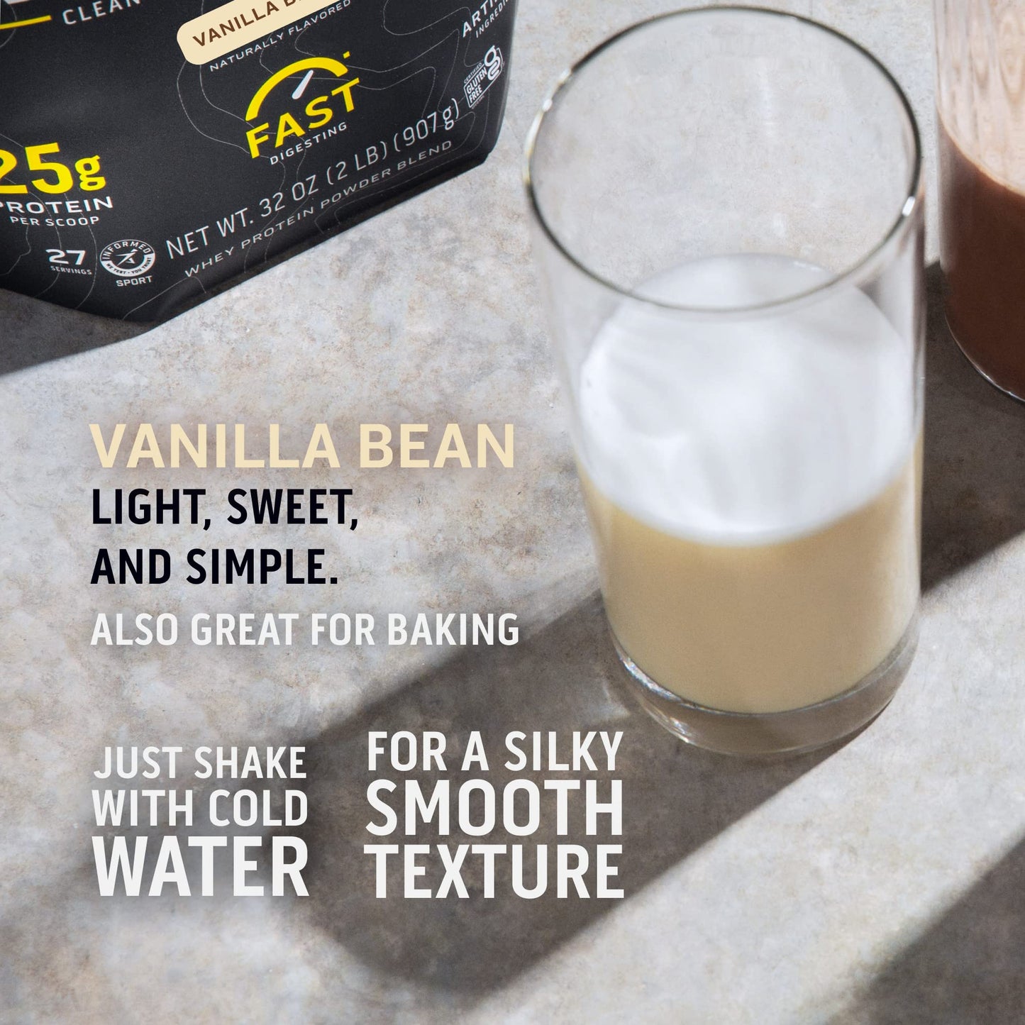 Ascent 100% Whey Native Whey Protein Blend Powder, Vanilla Bean, 64 Servings