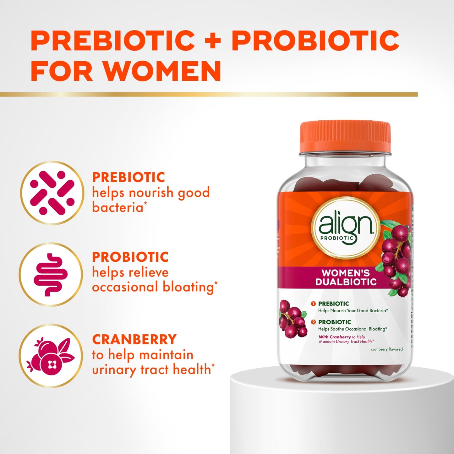 Align Probiotic Gummy, Women's Dualbiotic, 50 Gummies
