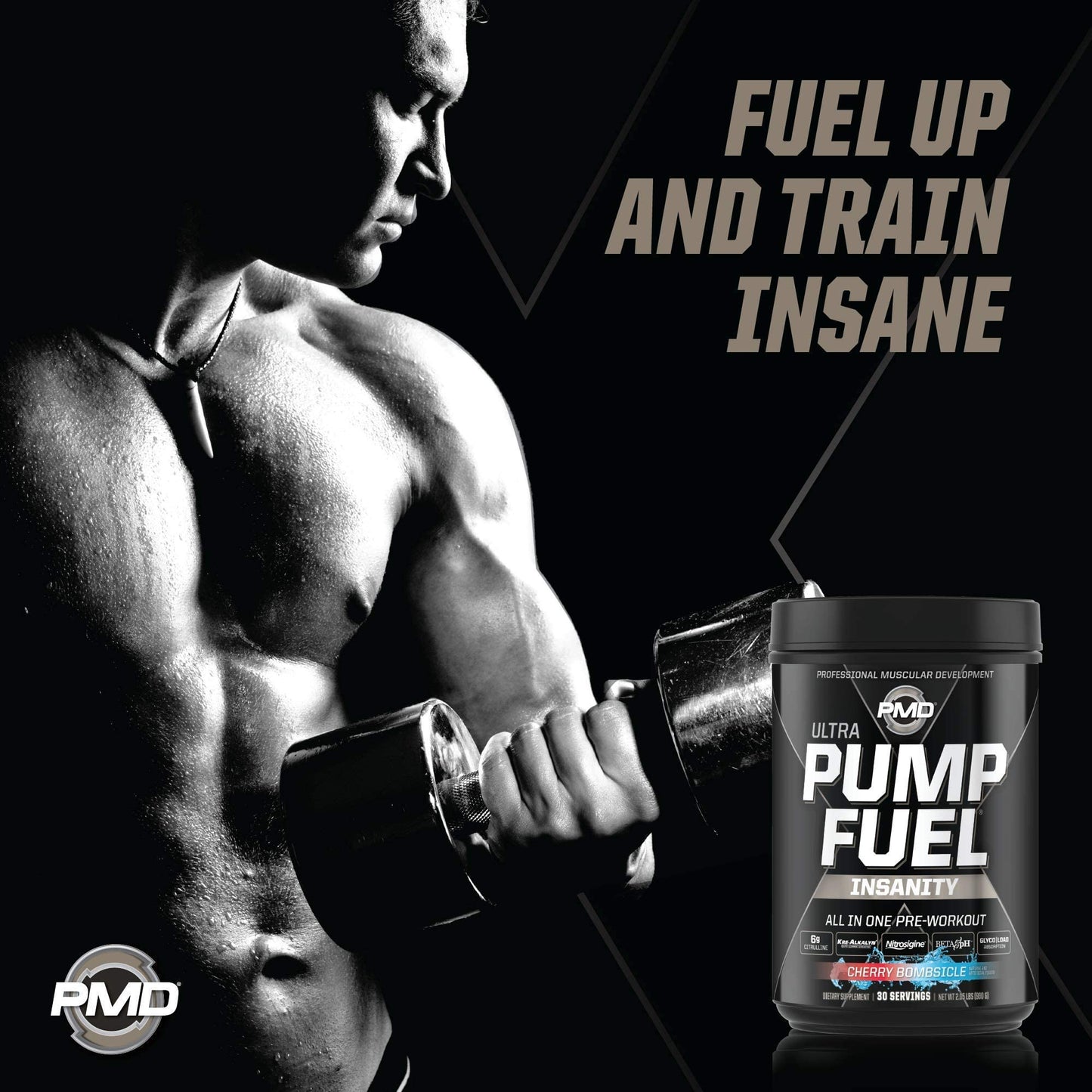 PMD Sports Ultra Pump Fuel Insanity Pre Workout Powder Cherry Bombsicle, 2-Piece Set