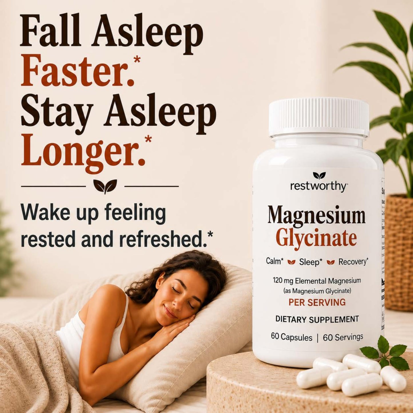Restworthy Magnesium Glycinate Capsules, 60 Count