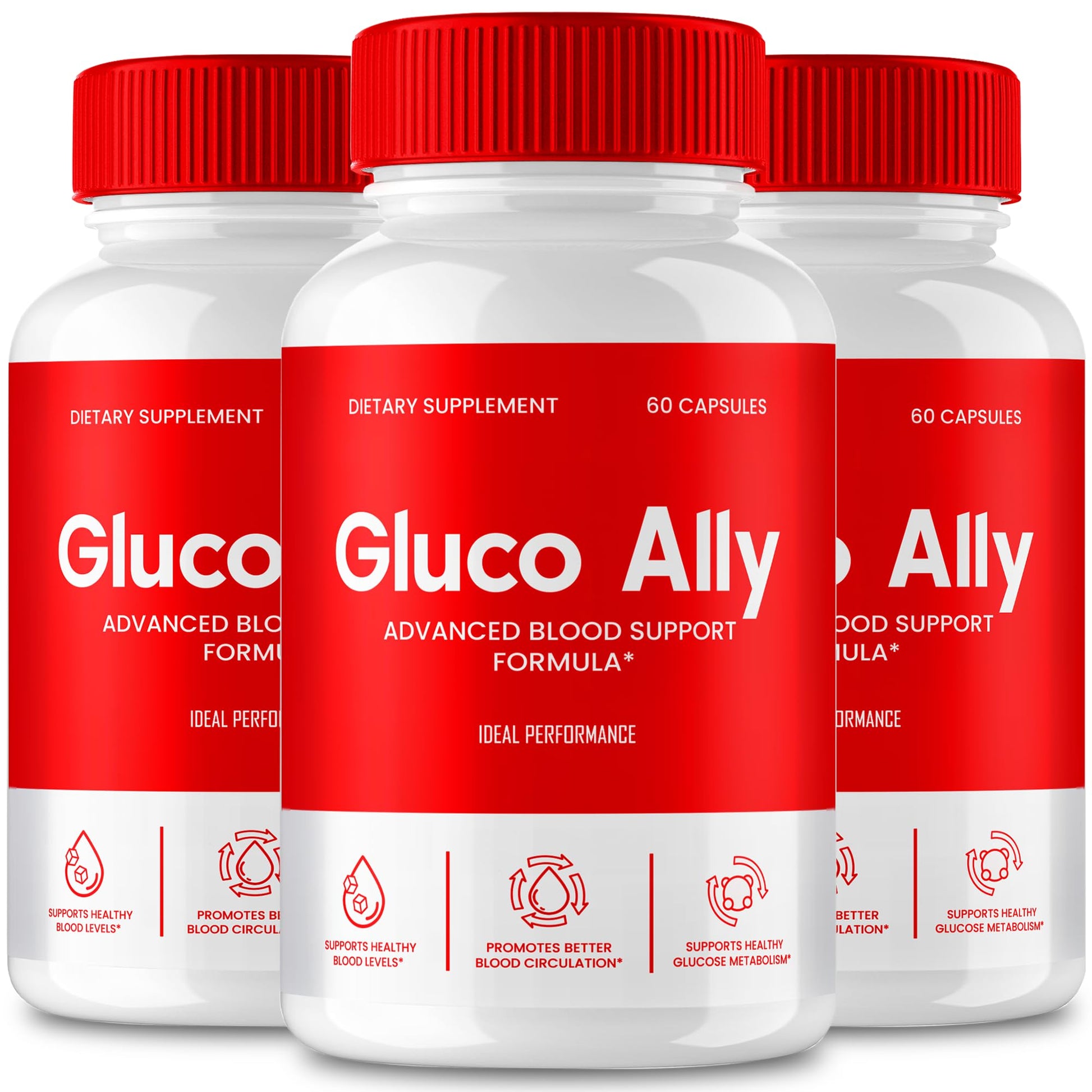 IDEAL PERFORMANCE Gluco Ally Capsules - Maximum Strength, Gluco Ally Support Supplement Pills, GlucoAlly Health and Wellness, All Natural Formula Pills, 180 Capsules