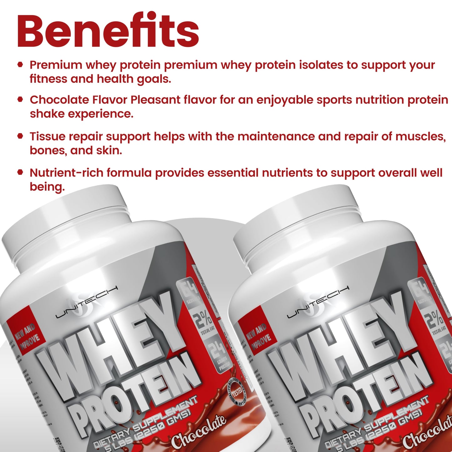 Unitech USK Whey Protein Powder, Chocolate Flavor, 80 oz