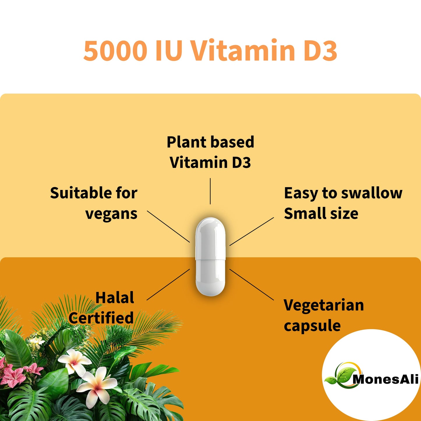 MonesAli Vitamin D3 2500 IU Capsules, 90 Count
