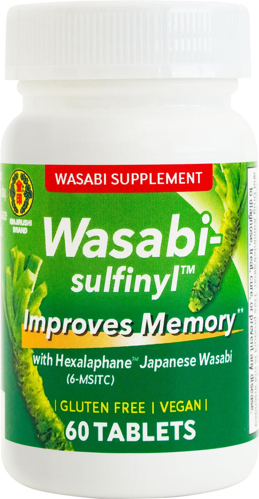 KINJIRUSHI BRAND Wasabi Sulfinyl Supplement with Hexalaphane Japanese Wasabi (6-MSITC) 60 Tablets