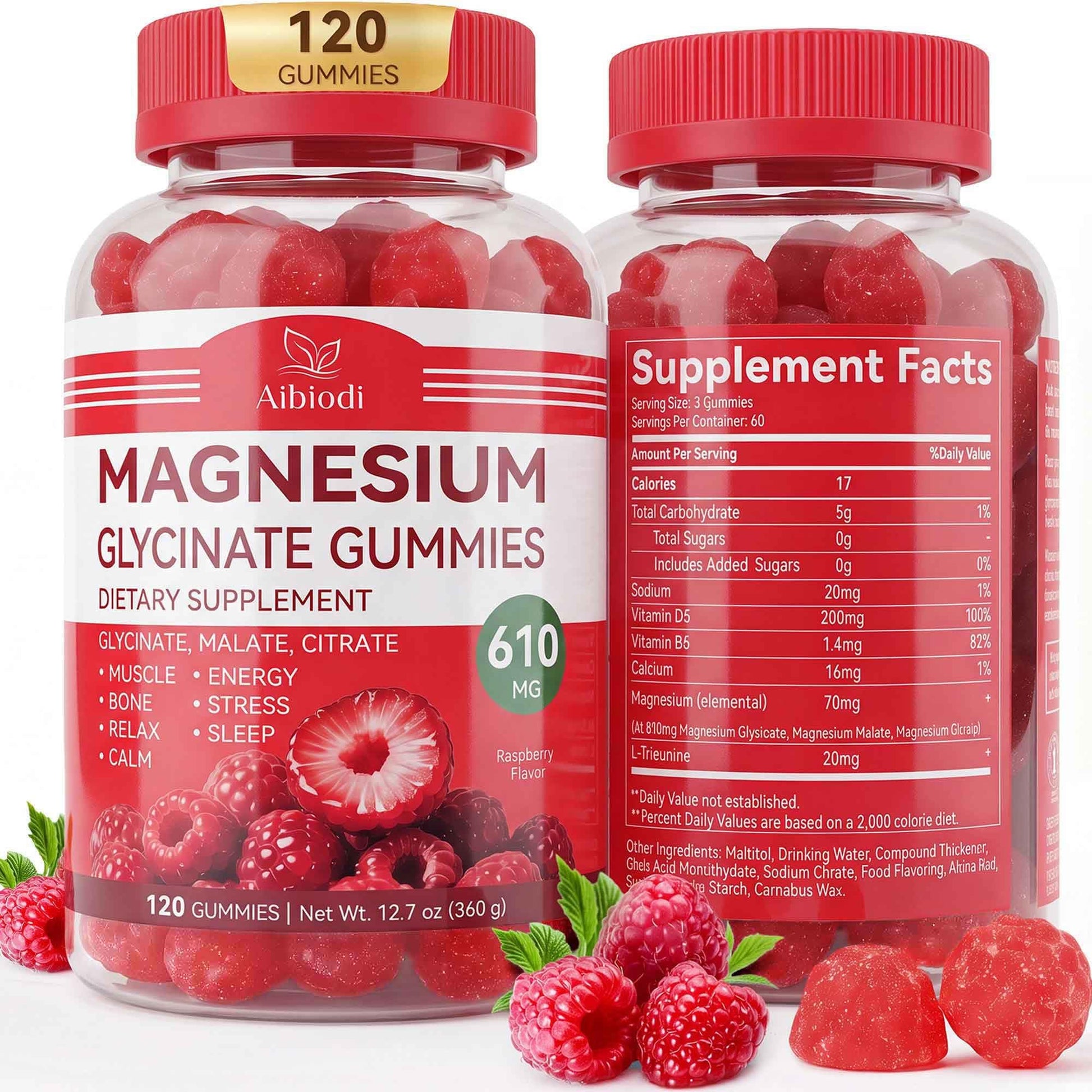 Aibiodi Magnesium Glycinate 610mg, 120 Gummies