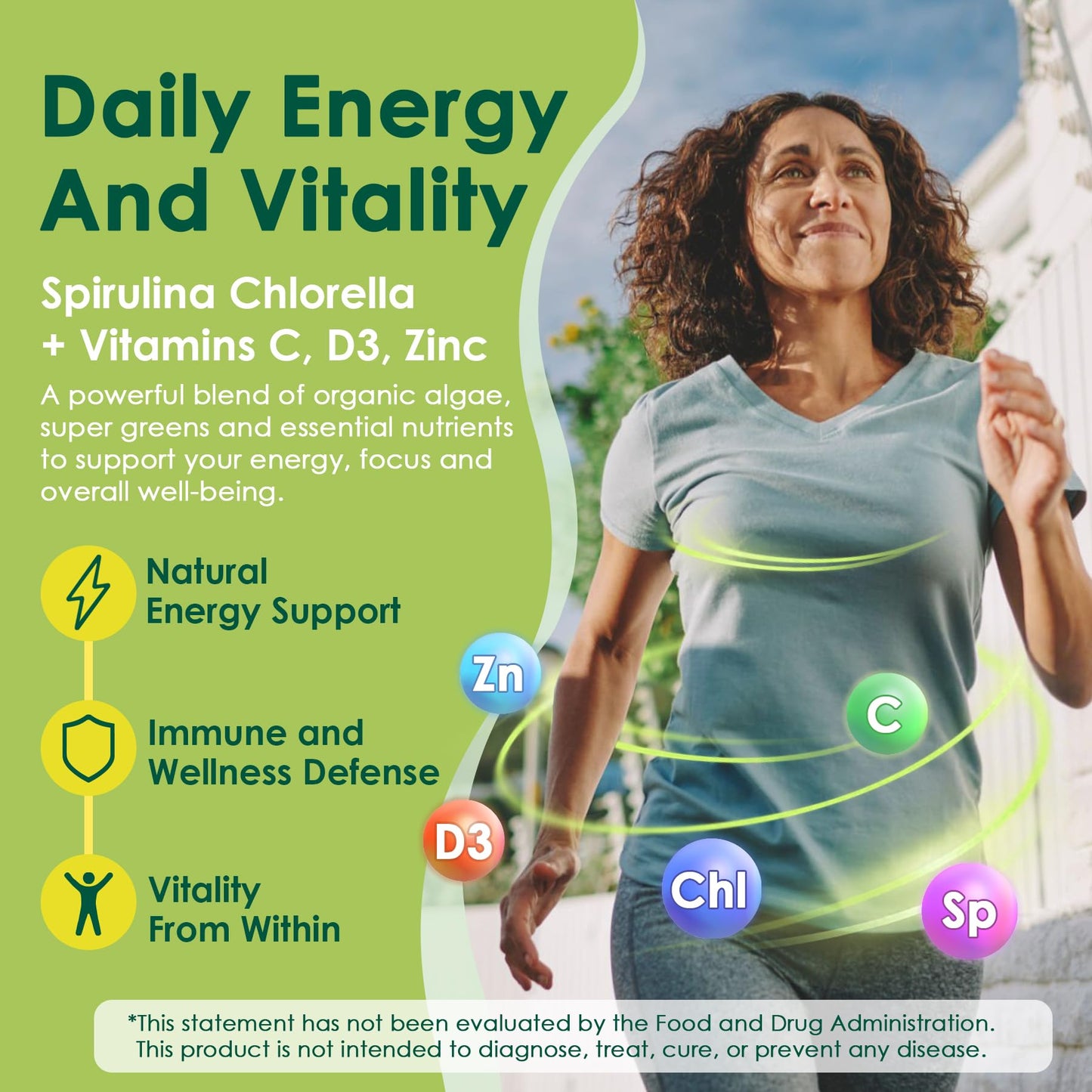 Nextdia Organic Spirulina Chlorella Gummies + Super Greens, High in Vegan Protein & Chlorophyll, Green Algae + Broccoli, Moringa, Spinach, C, D3, Zinc, B12 for Energy, Gut, Immune, Antioxidant, No Sugar, 60 Count