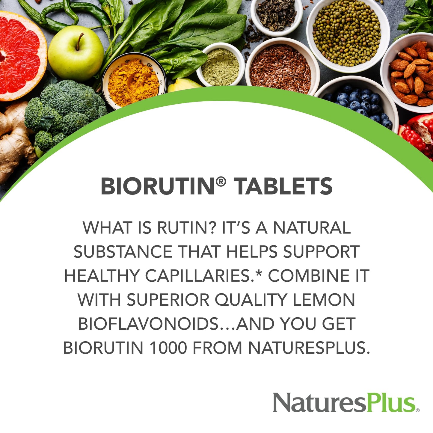 NaturesPlus Biorutin 1000 mg Tablets, 60 Tablets