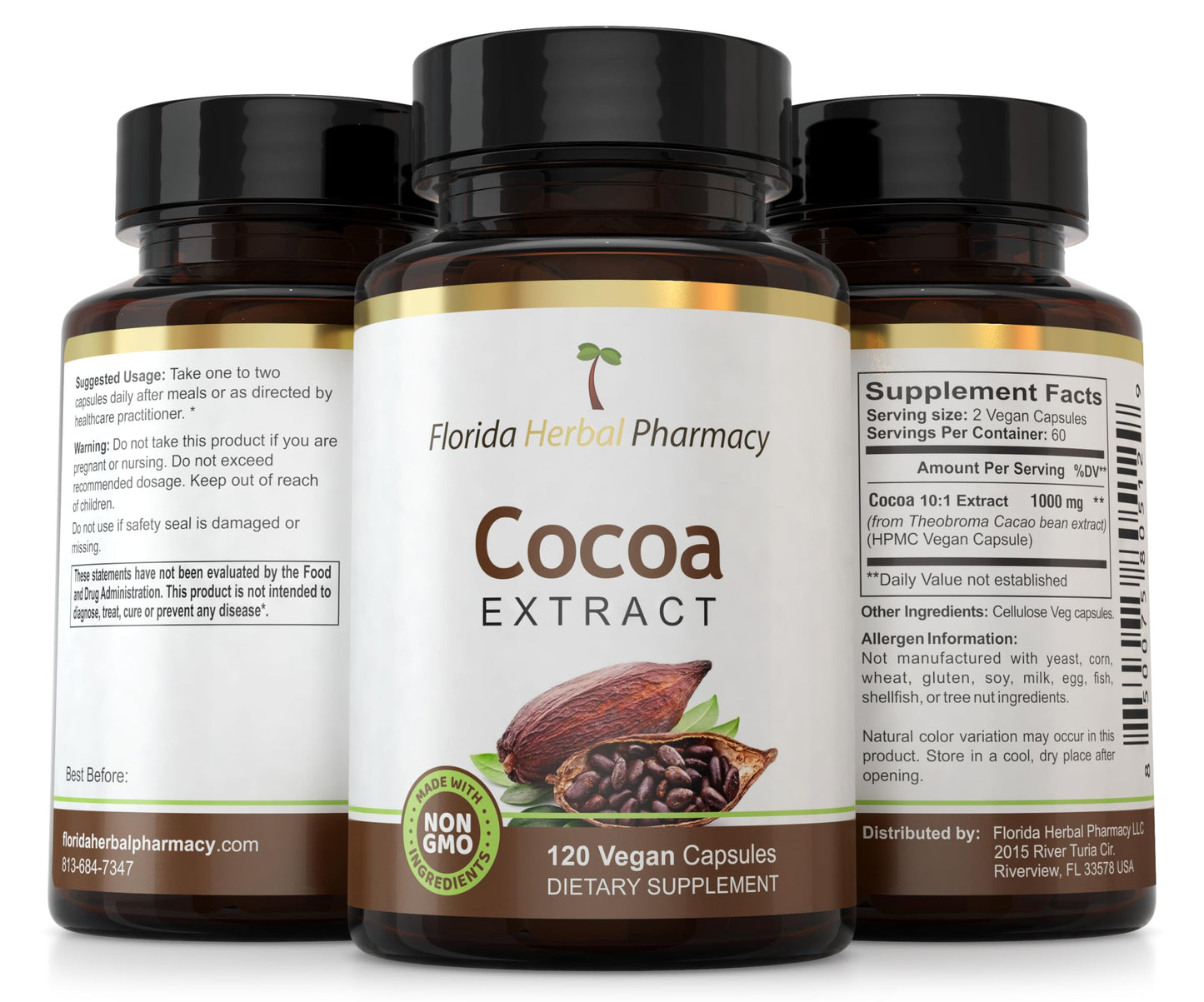 Florida Herbal Pharmacy Cocoa Extract Capsules 120
