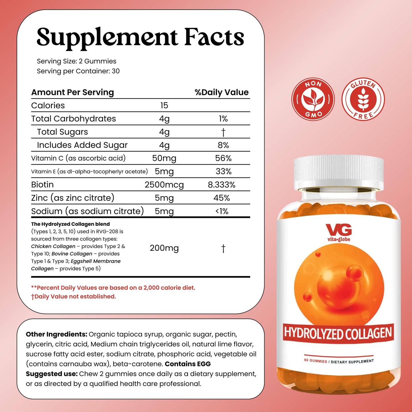VITA GLOBE Collagen Gummies 60 Count