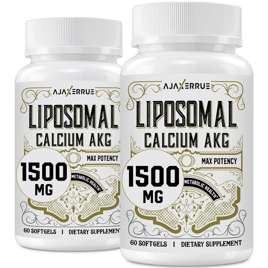 AJAXERRUE Liposomal Calcium AKG Supplement 1500 mg (Alpha-Ketoglutaric Acid) Softgels, 120 Count
