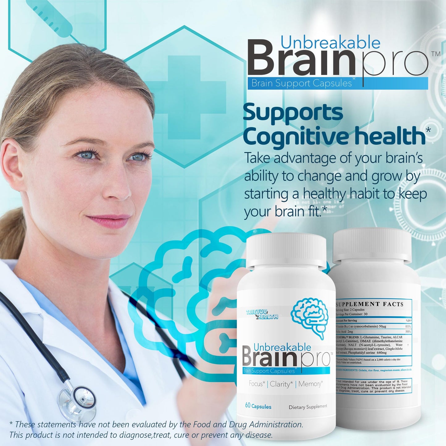 True You Health Unbreakable Brain Pro Capsules 60 Count