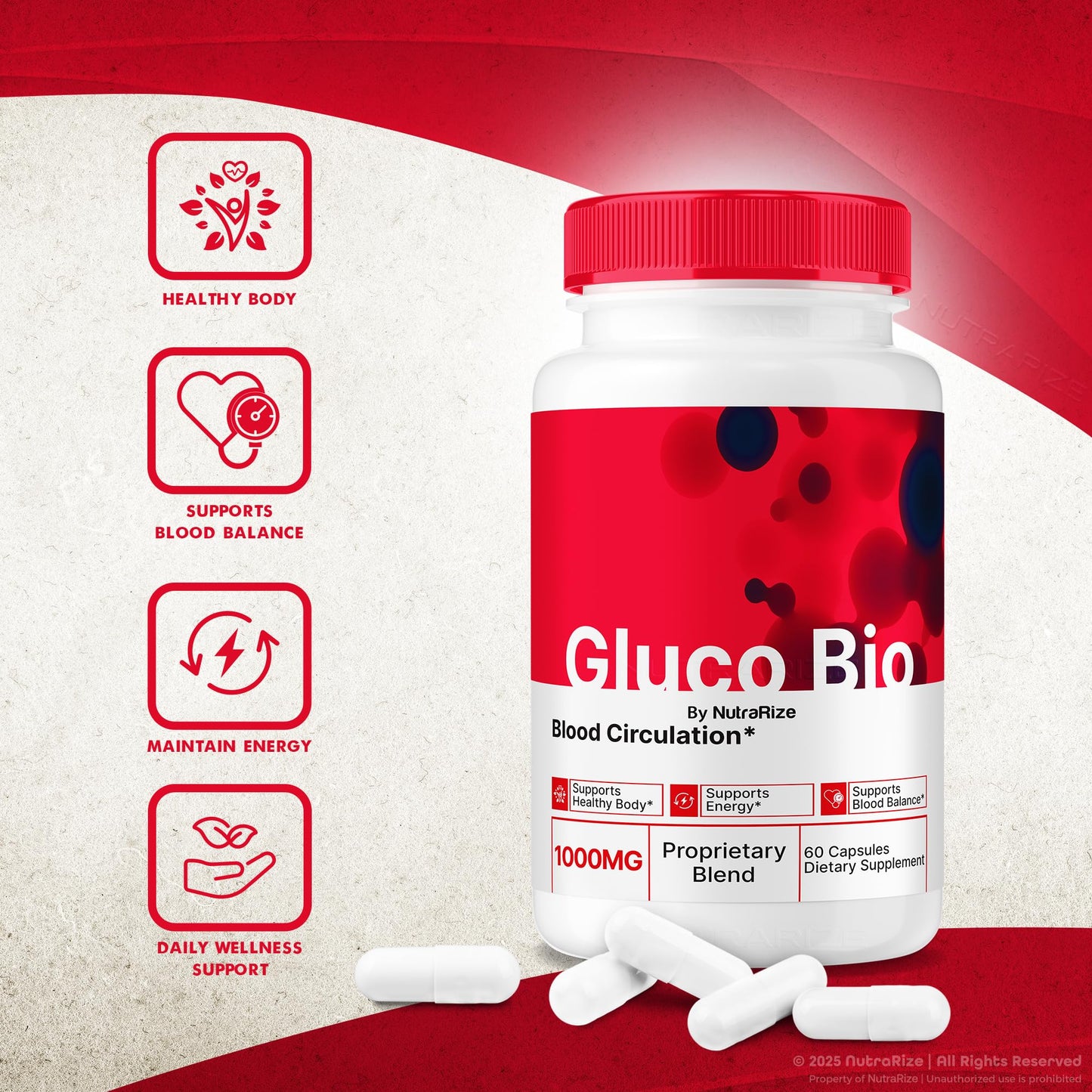 NutraRize GlucoBio Capsules, 300 Capsules