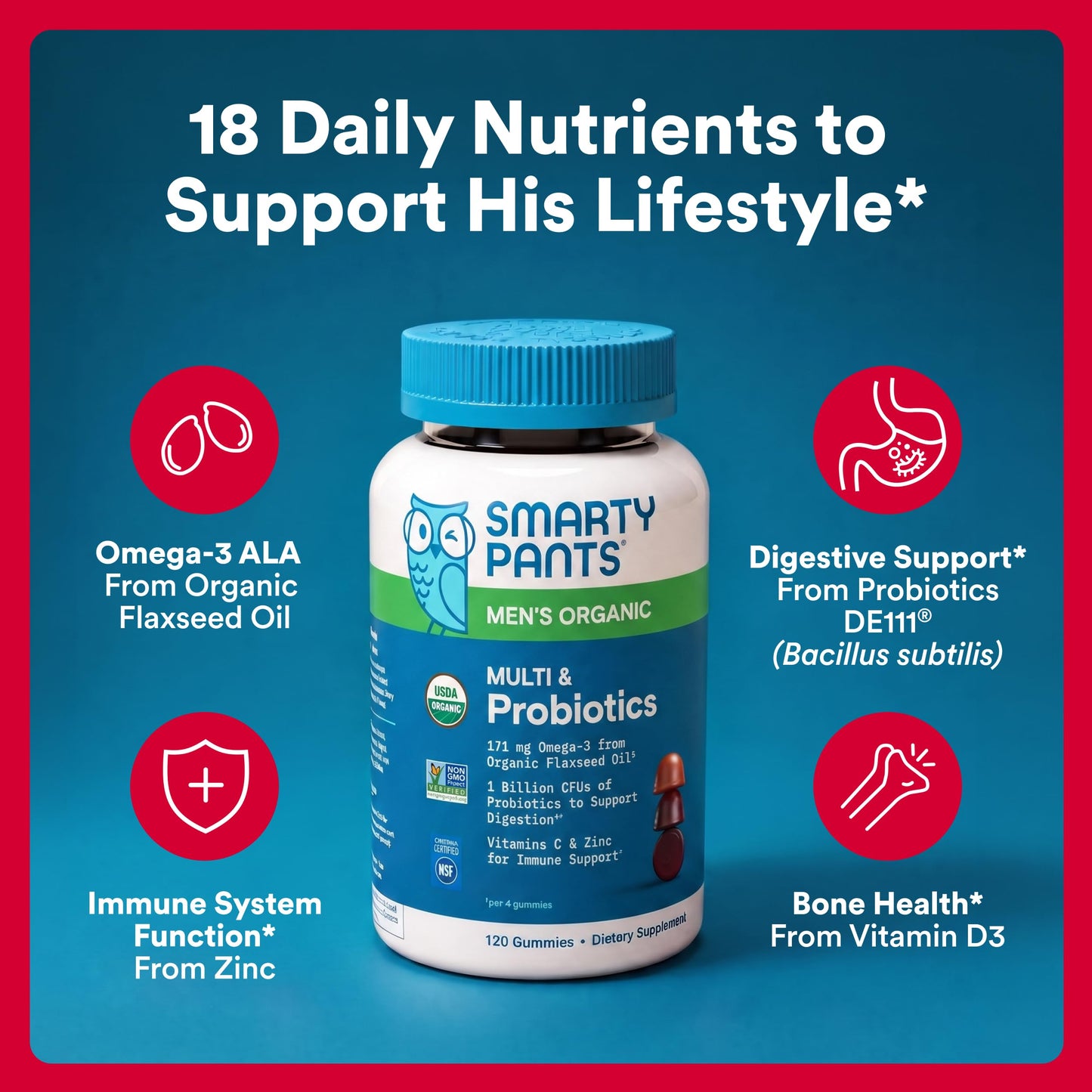SmartyPants Multivitamin for Men, Organic Gummies, 120 Gummies
