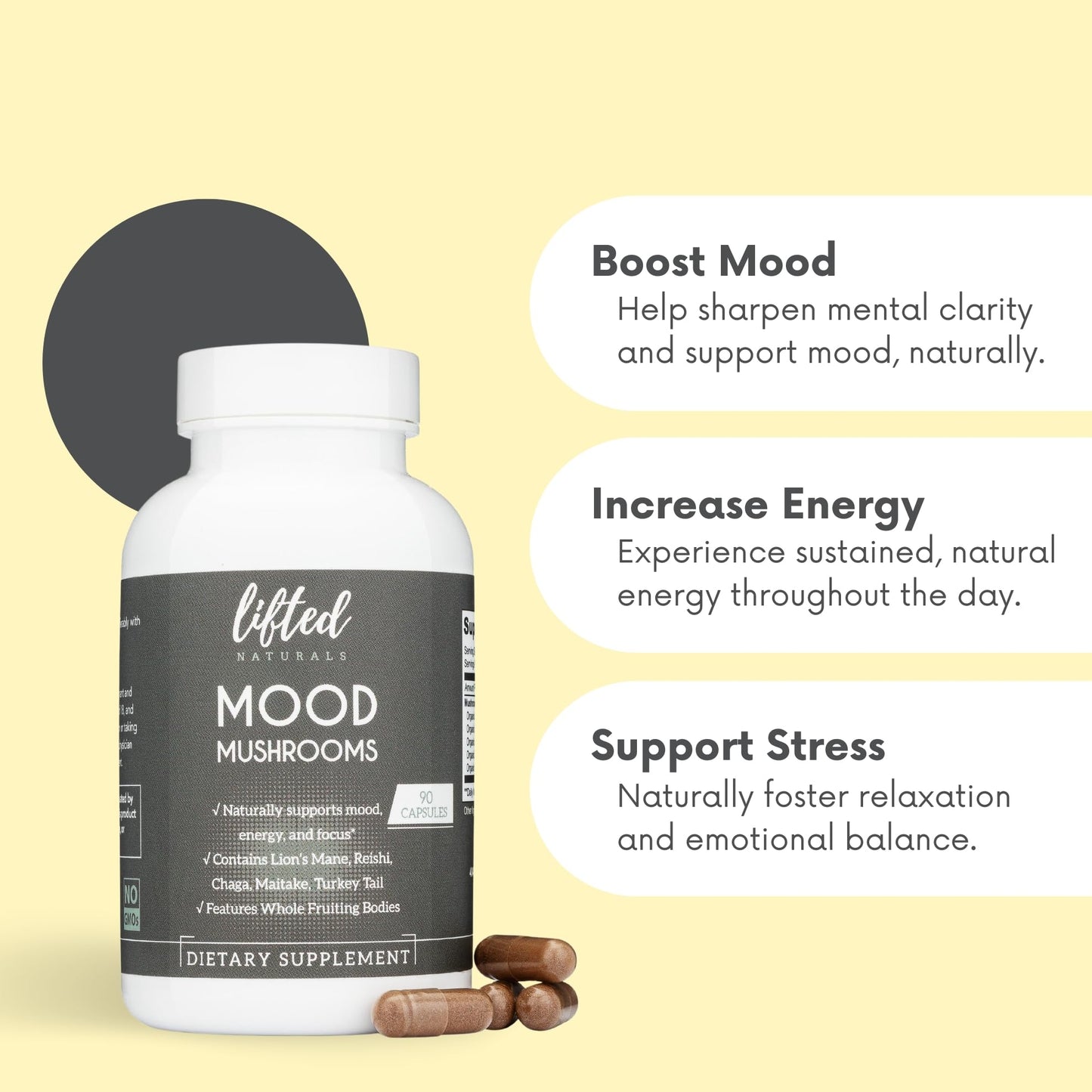 Lifted Naturals Mood Mushrooms Capsule 90 Count