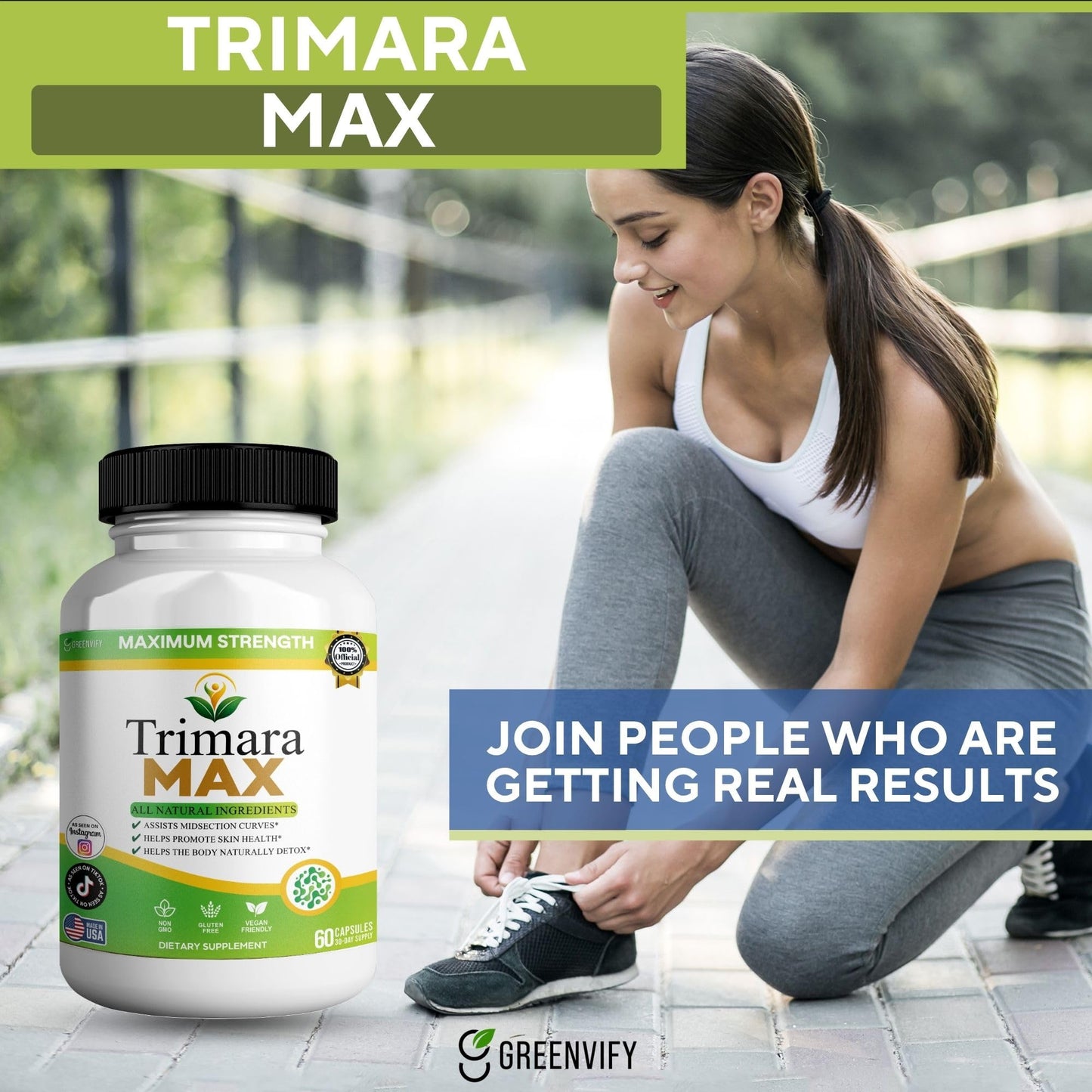 GREENVIFY Trimara Max Maximum Strength Natural Dietary Supplement 60 Capsules