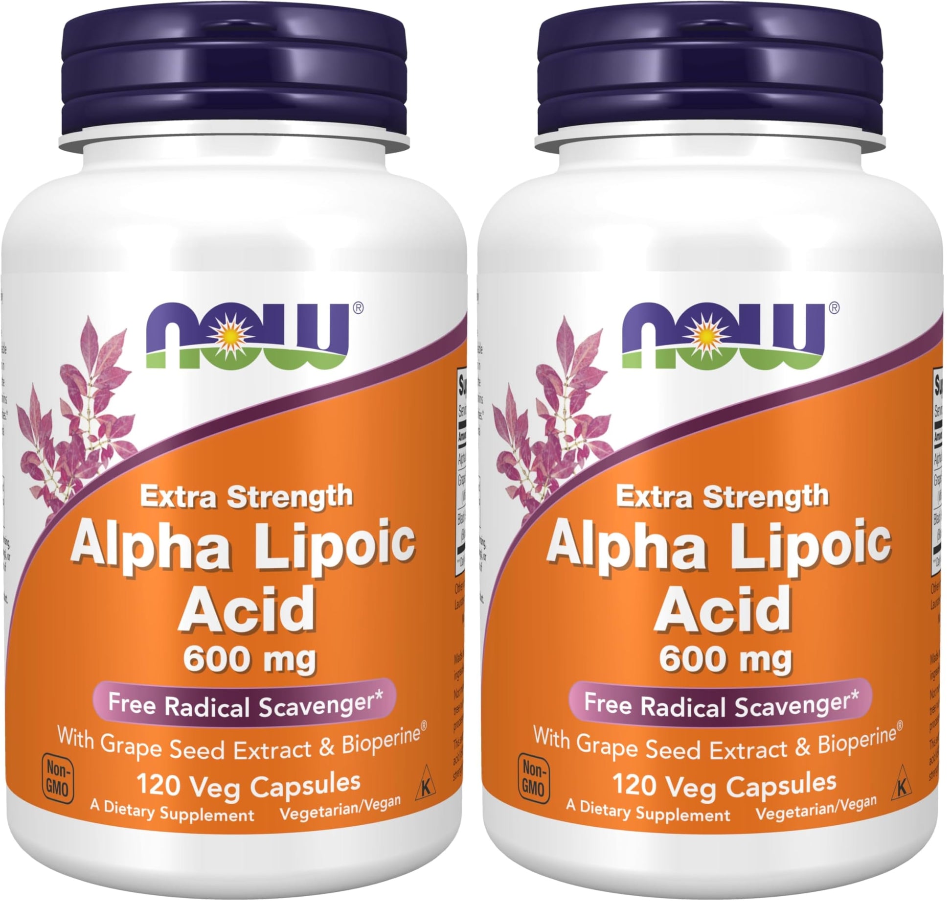 NOW Foods Alpha Lipoic Acid 600 mg with Grape Seed Extract & Bioperine, Extra Strength, 240 Veg Capsules