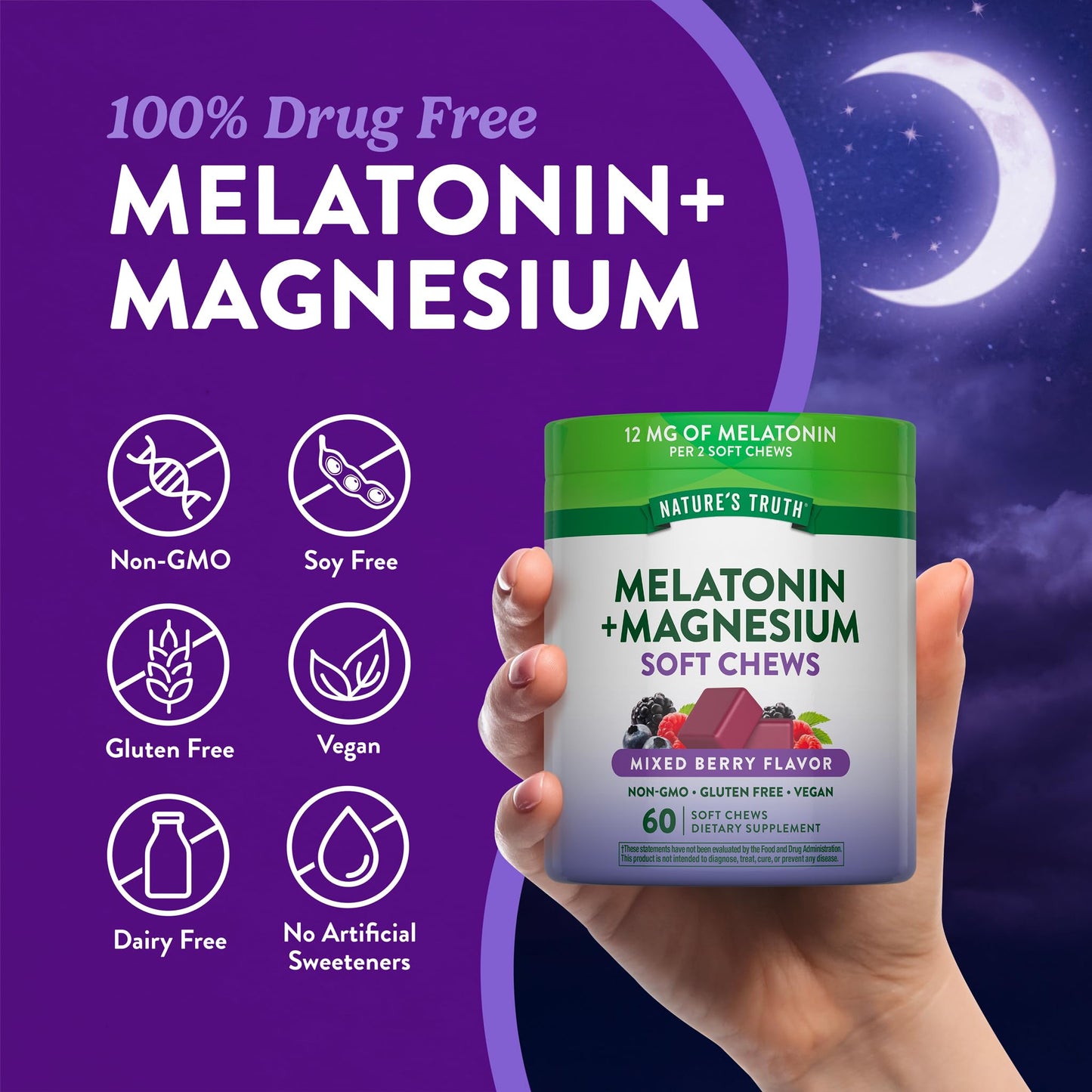 Nature's Truth Melatonin with Magnesium Soft Chews 60 Count