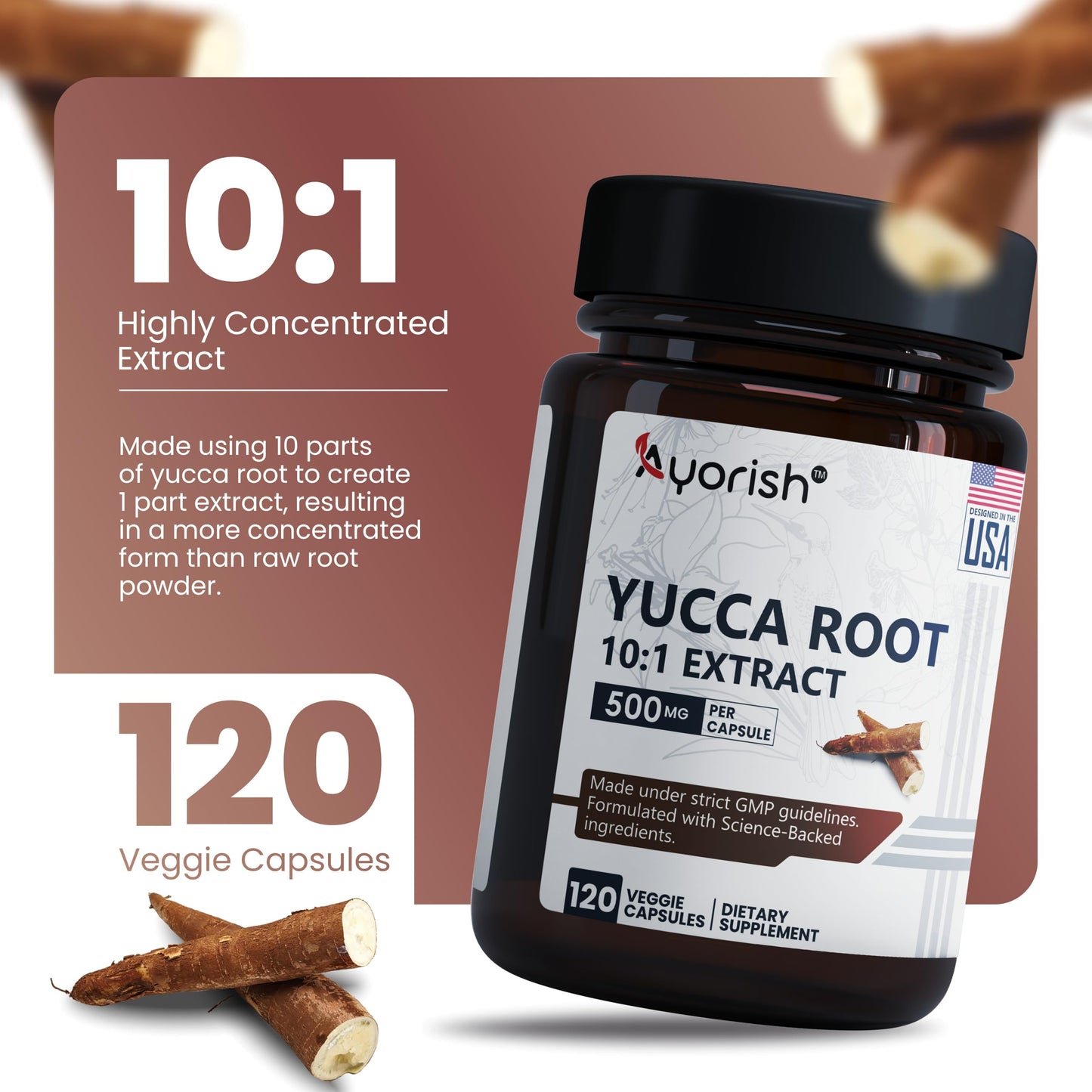 Ayorish Yucca Root Capsules 500mg 120 Count