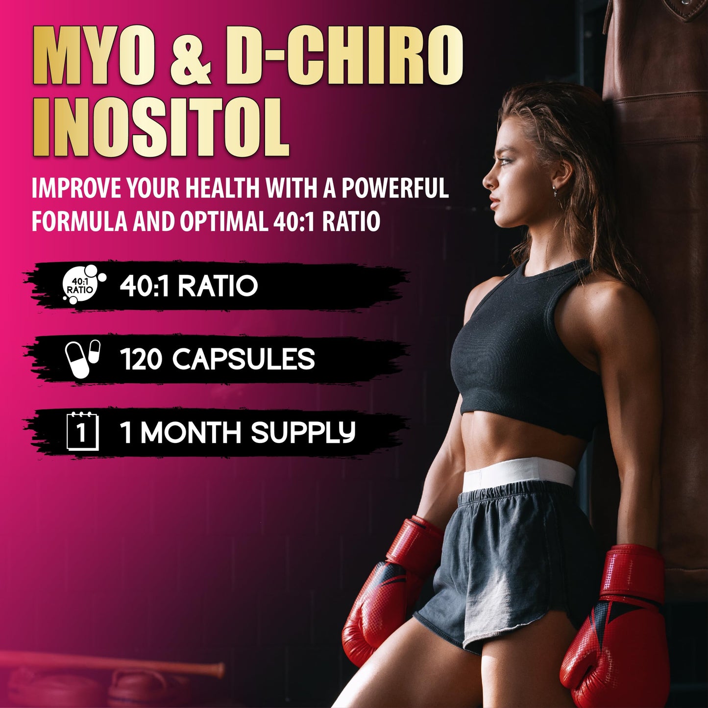 BMVINVOL Myo-Inositol & D-Chiro Inositol Capsules, 2,050mg, with Folate, Vitamin D, Hormone Balance & Ovarian Support for Women, 40:1 Ratio, 120 Capsules