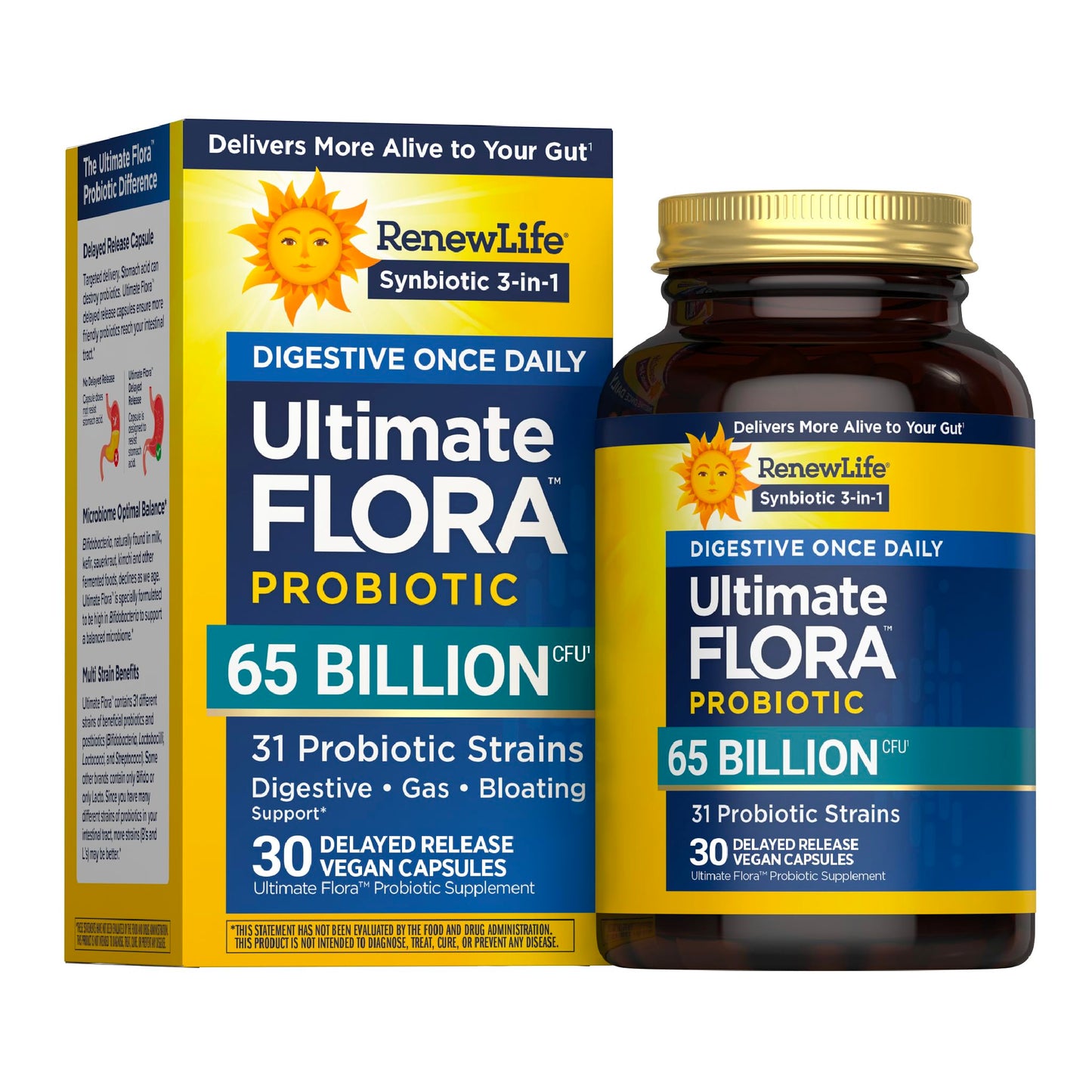 Renew Life Ultimate Flora Digestive Probiotic 65 Billion CFU 31 Strains 30 Capsules