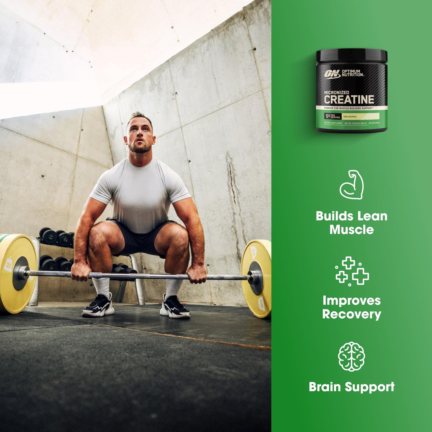 Optimum Nutrition Micronized Creatine Monohydrate Powder, Unflavored, 10.6 oz