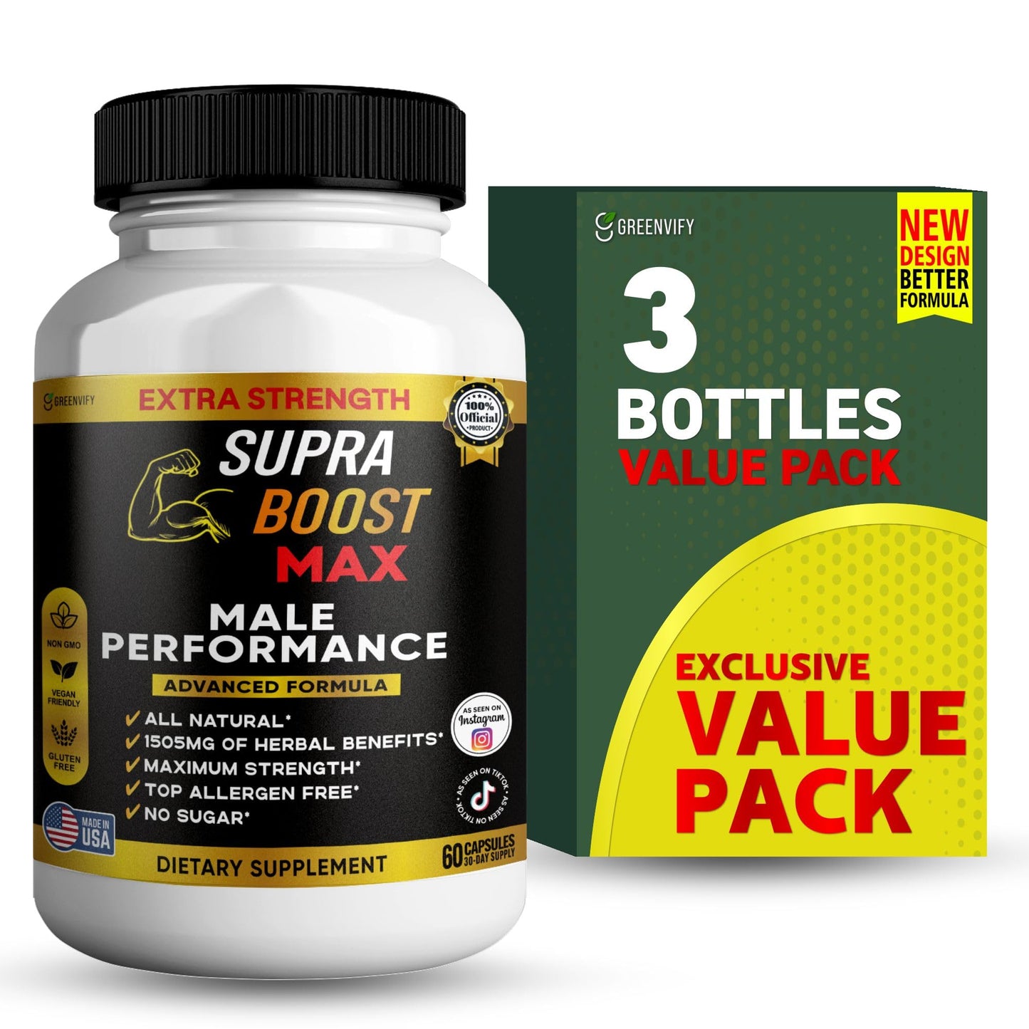GREENVIFY Supra Boost Max Supplement, 60 Capsules